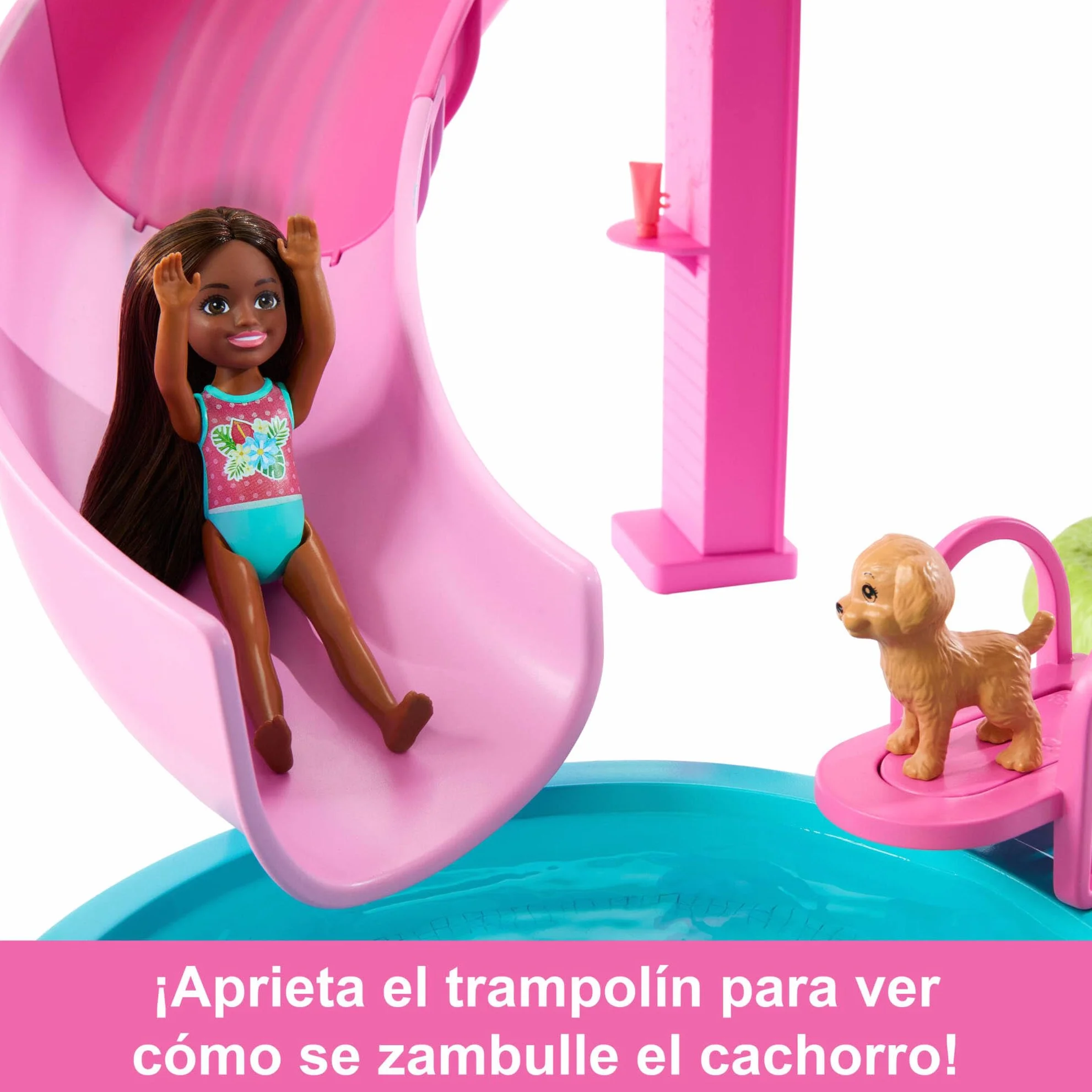 Barbie Piscina de ensueño Conjunto de Juego con 6 Zonas de Juego, Incluyendo un Jacuzzi con tobogán y Burbujas, además de más de 20 Accesorios como Mascotas, flotadores y Mucho más, JKG83