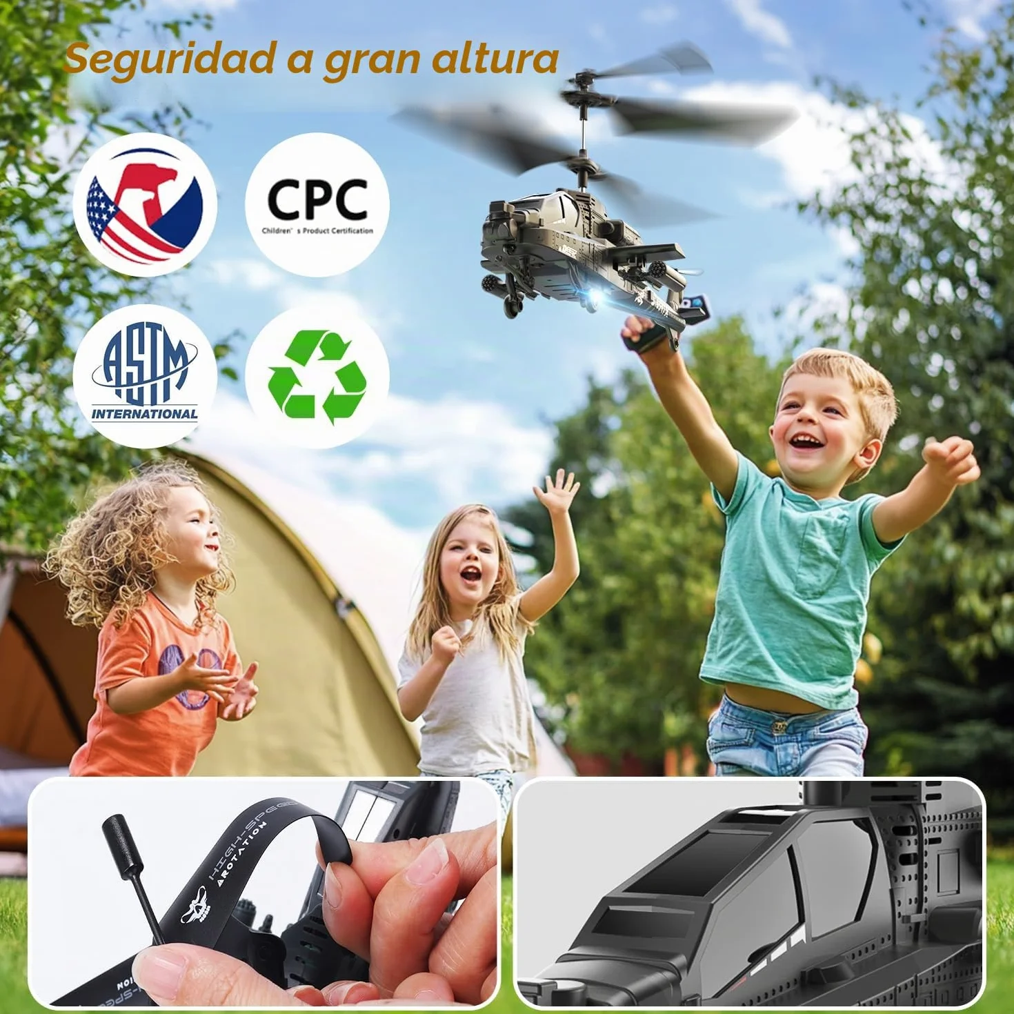 DEERC Helicóptero RC, avión RC para niños y Adultos, helicóptero de Control Remoto de 2,4 GHz, Tiempo de Vuelo de 30 Minutos, Luces LED y retención de altitud, Juguete para niños de 8 a 12 años