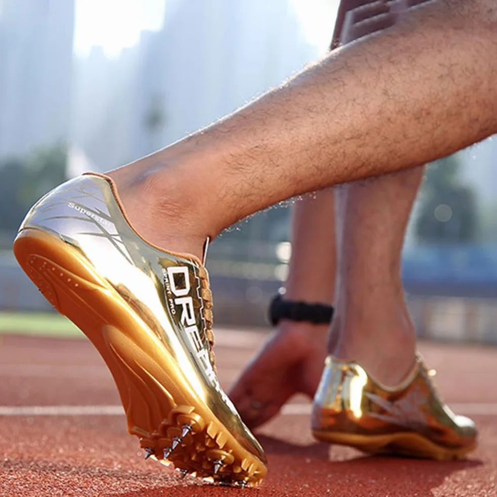 Zapatillas de Atletismo Hombre 7 Clavos, Zapatos de Carreras Transpirable Antideslizante, Zapatos Salto Largo Training