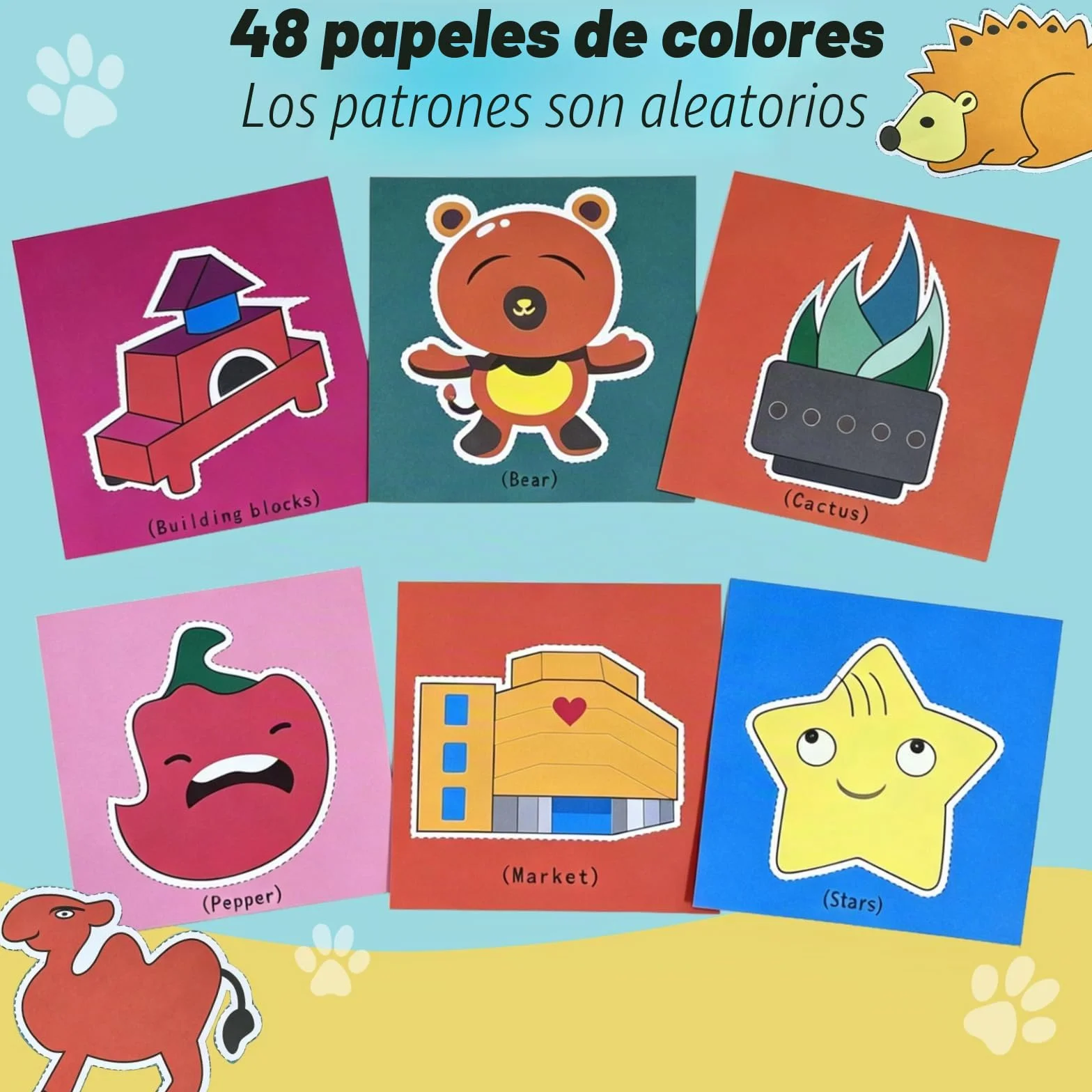 DealKits Juego de Corte Para Niños - 2 Tijeras de Seguridad + 48 Hojas - Actividades Divertidas Para Preescolar y Guardería - DIY