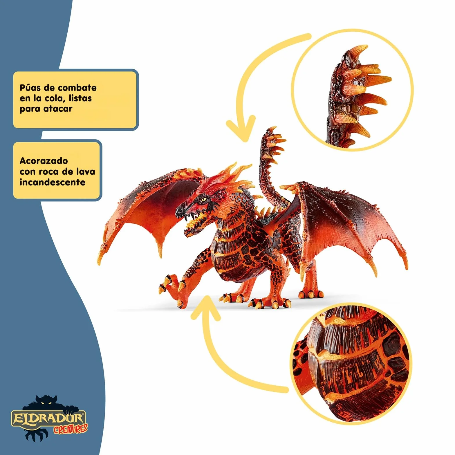 Schleich ELDRADOR Creatures | Dragón de Lava 70138 | Figura de Monstruo ELDRADOR con mandíbula y alas móviles | Juguete de acción para niños y niñas | a Partir de 7 años | 20 x 14 x 15 cm