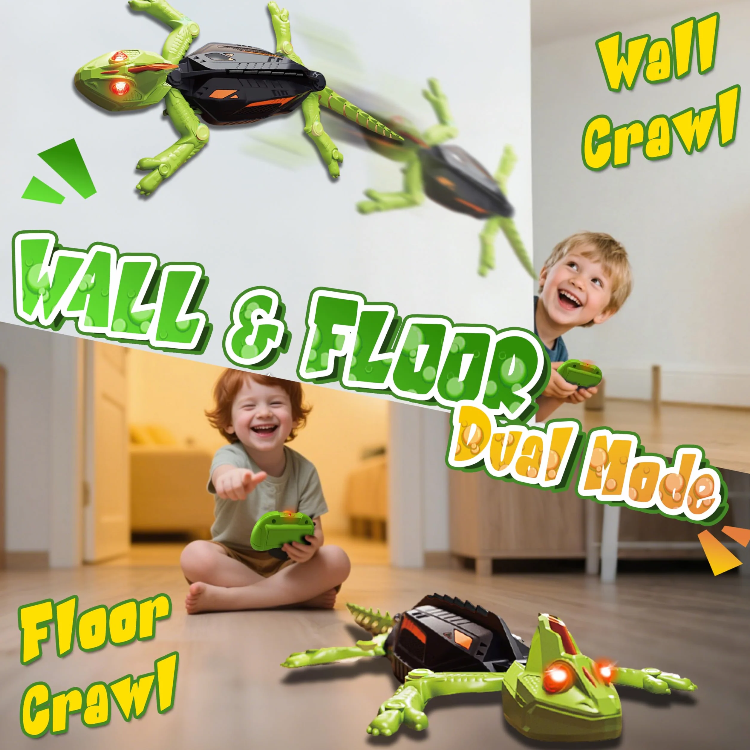 Recargable Camaleón Teledirigido, Gecko Teledirigido con Ojos LED, Lagarto Robot Juguetes, Regalos de Cumpleaños para Niños Niñas 3 4 5 6 7 8+ Años [Versión Mejorada]