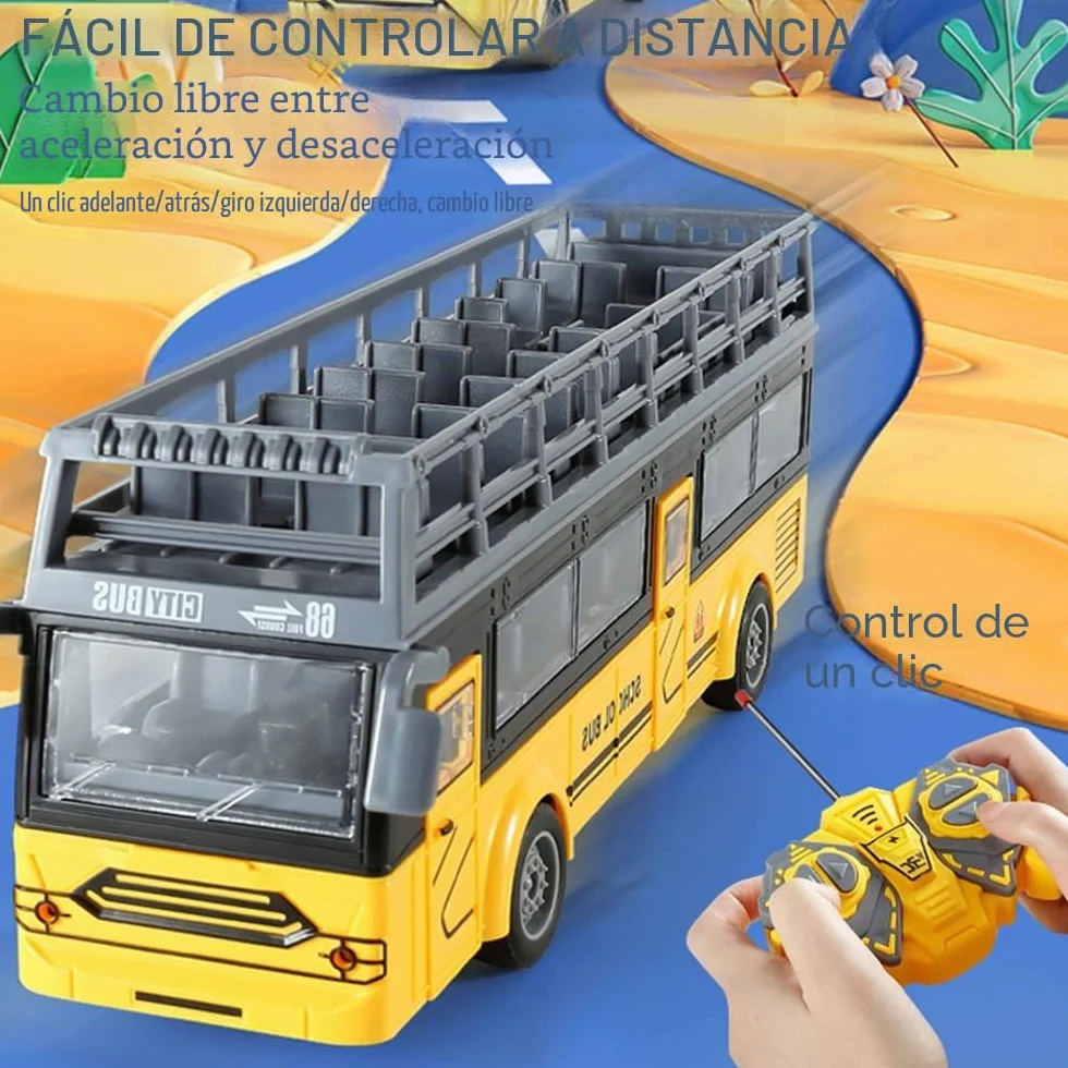 Autobús de control remoto, autobús RC 1/30 4CH con música ligera, puerta apertura, autobús juguete de interacción padre-hijo