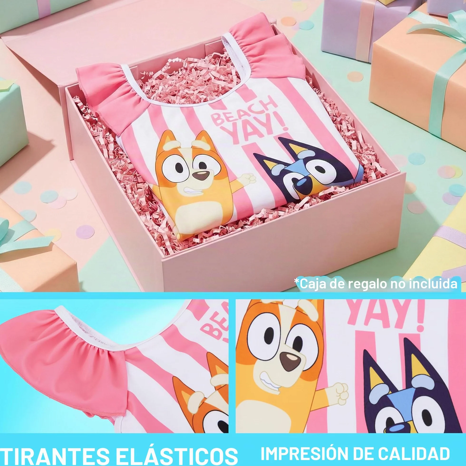 Bañador Niña Una Pieza Paw Patrol Skye Everest Bluey Bingo con Volantes UPF 50+ Traje de Baño Verano