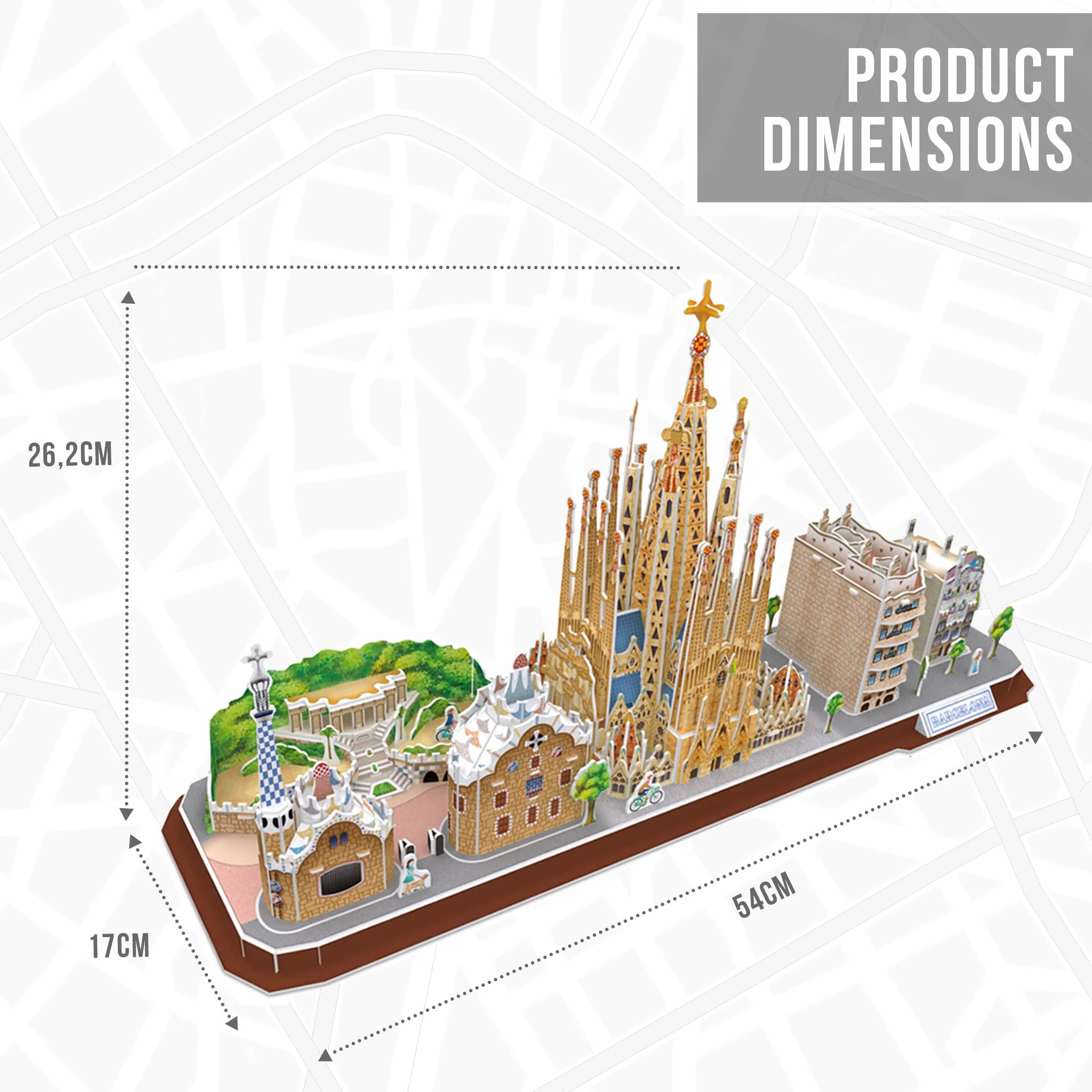 Puzzle 3D - Barcelona Cityline | Puzzle 3D Niños Y Adultos | Maquetas para Montar Y Construir | Puzzles 3D | Maquetas para Construir Adultos Y Niños | 186 Piezas | Regalo Niño 8 Años