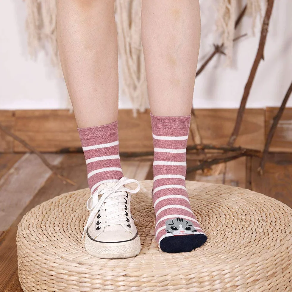 PUTUO Calcetines Térmicos Mujer Algodón Animales Lindos 5 Pares