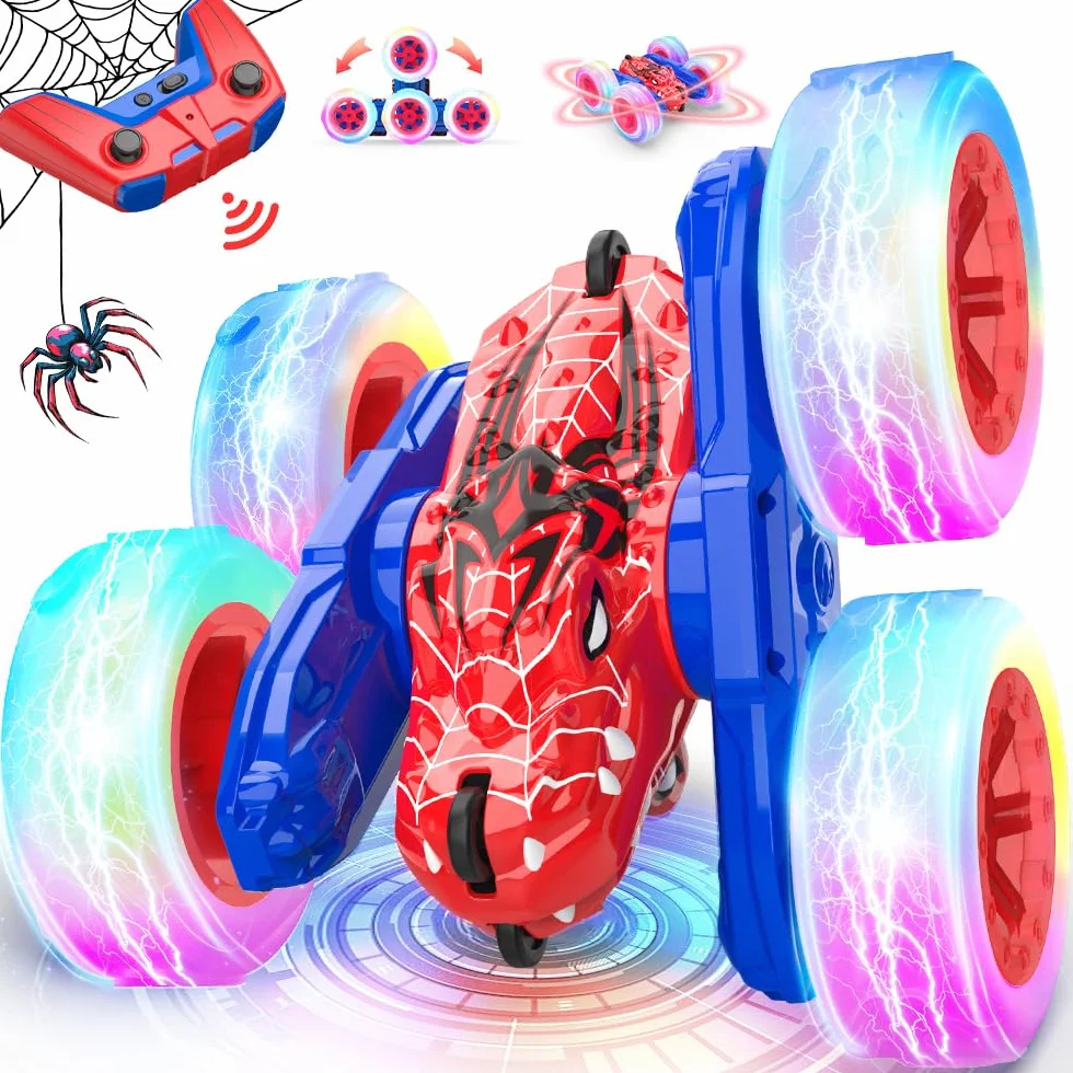 Mieryd Spider Coche Teledirigido, Acrobacia RC Carro Monster Truck 4x4 Crawler con Luz, Juguete Niño 3 4 5 6 7 8 9 Años Juego Infantile Exterior Regalo Cumpleaños Brinquedo Remote Control Car Toy