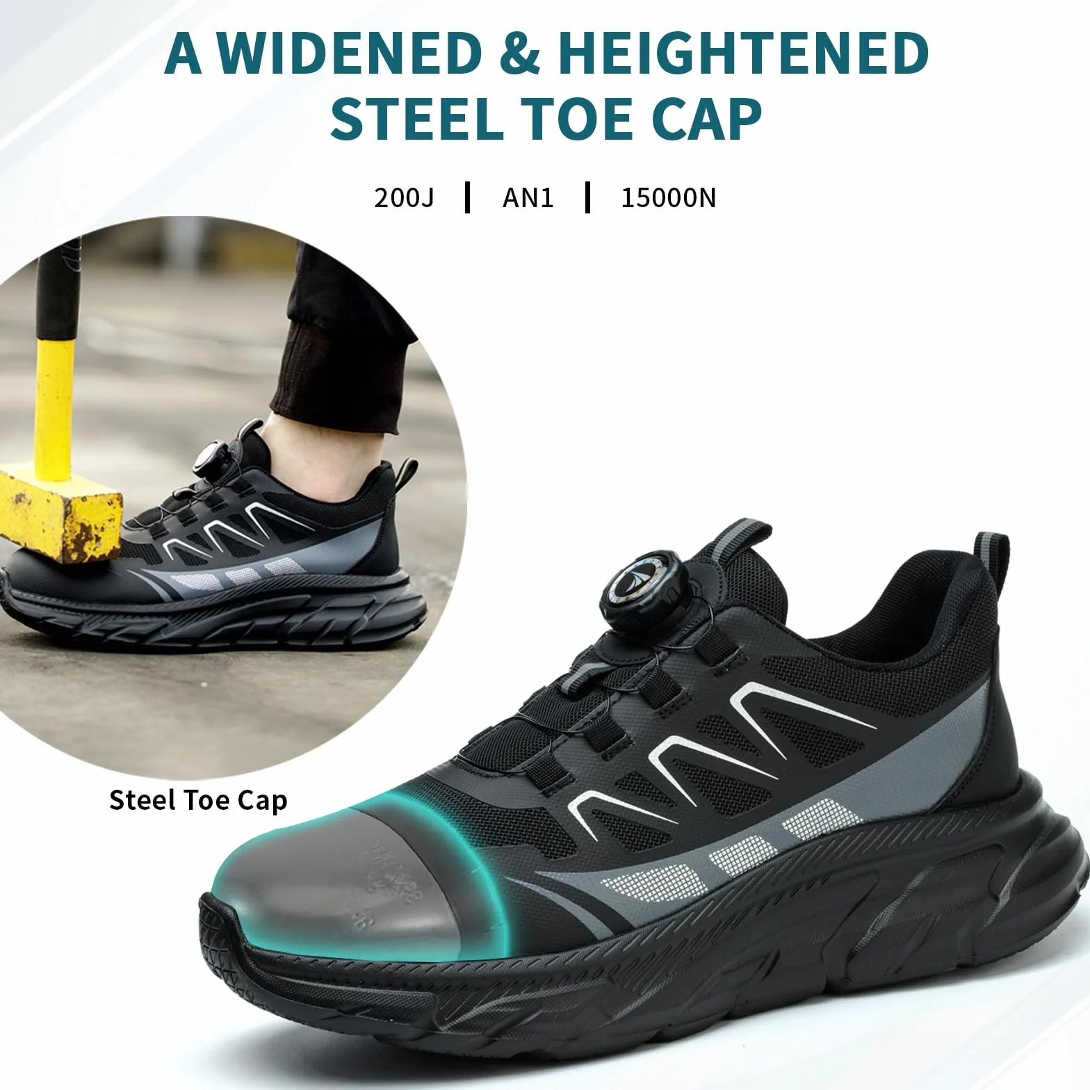 RASEARY Zapatos de Seguridad con Punta de Acero Ligeros Antideslizantes para Hombre Mujer