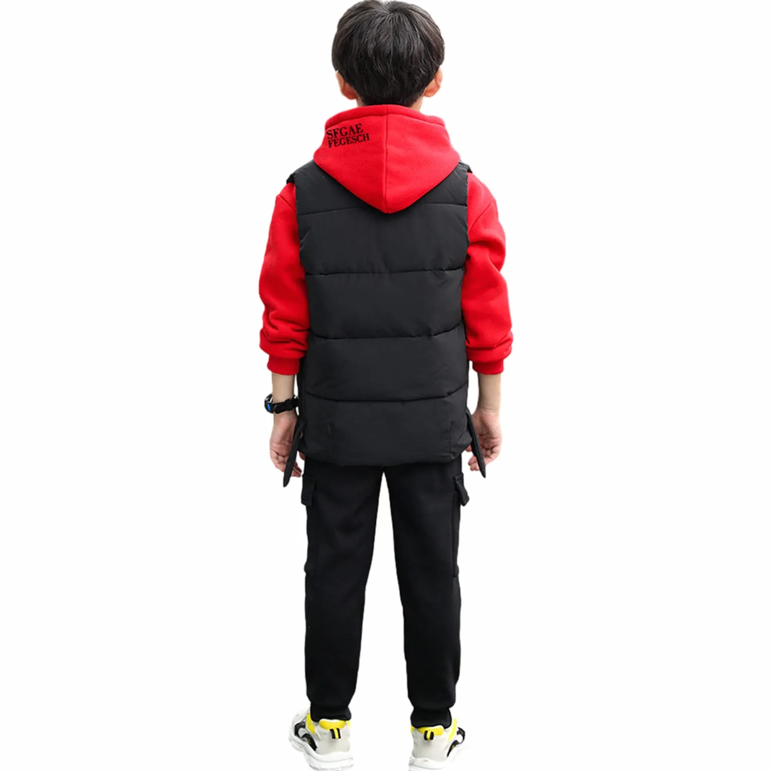 Amropi Chándal Niños 3 Piezas Sudadera Capucha Chaleco Pantalones Jogging Conjunto 3-12 años