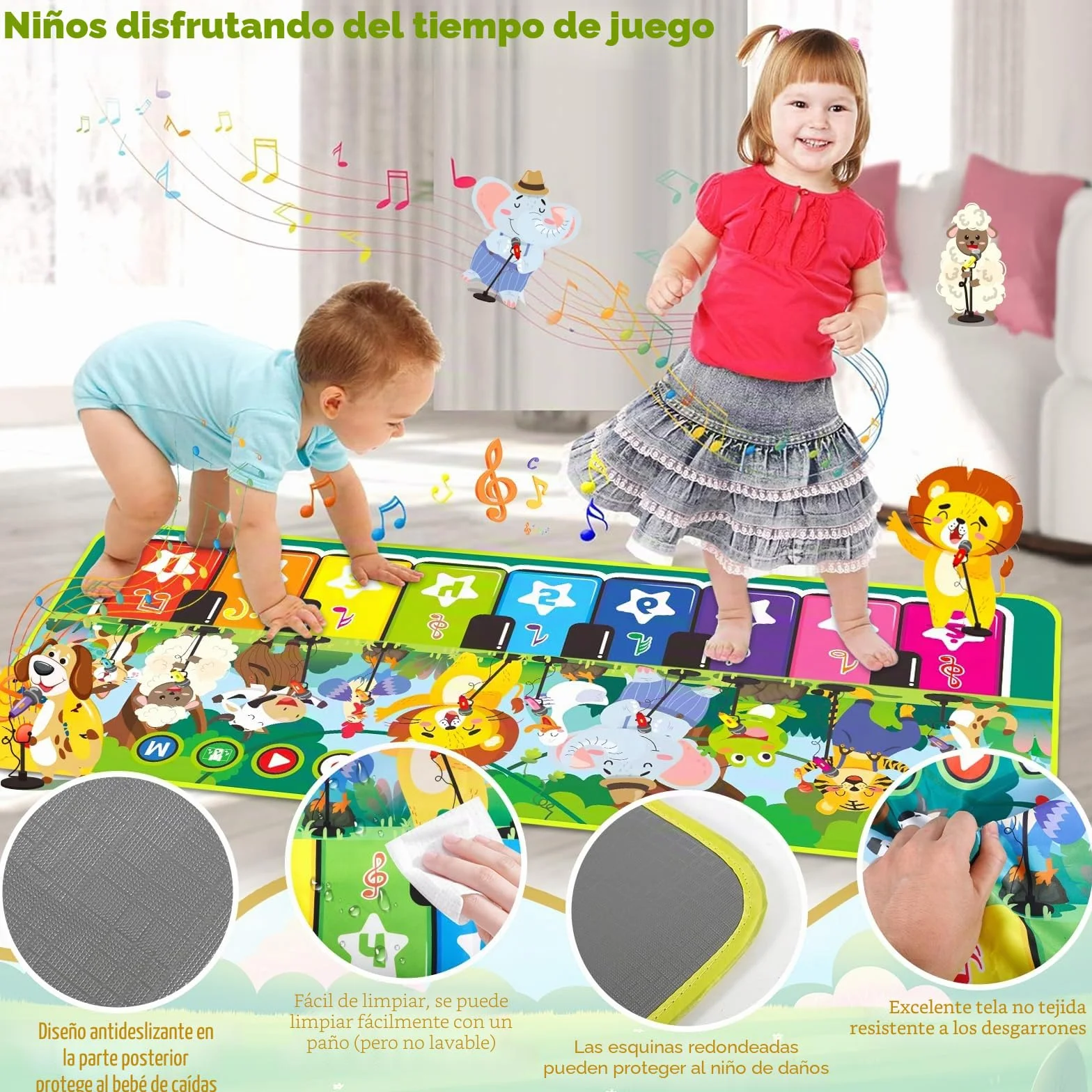 Piano Bebe, Alfombra Musical con 10 Animales, Alfombra Musical Bebe 1 Año, Alfombra de Piano, Juguete Musical Bebe, Niños y Niñas & Regalos de Cumpleaños (110×43cm)