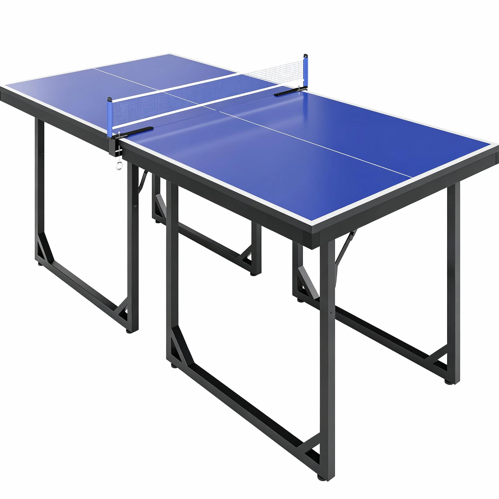 HOMCOM Mesa de Ping-Pong Plegable 182x91cm Resistente a la Intemperie Marco de Acero con Red para Interior