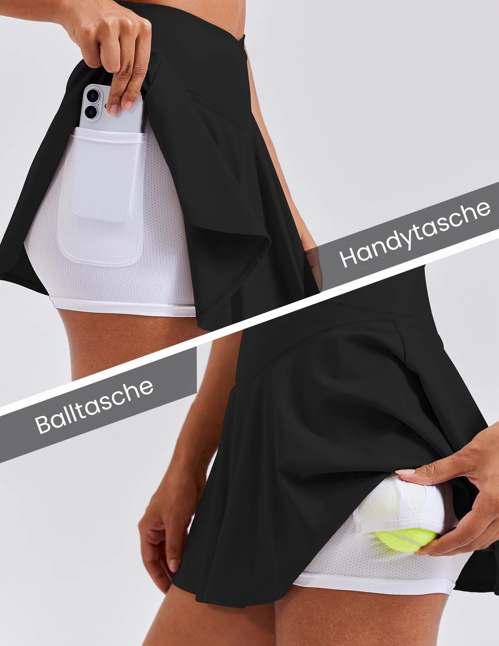 PINSPARK Falda de Tenis para Mujer, Falda Cruzada de Cintura Alta con Pantalón Debajo, Minifalda
