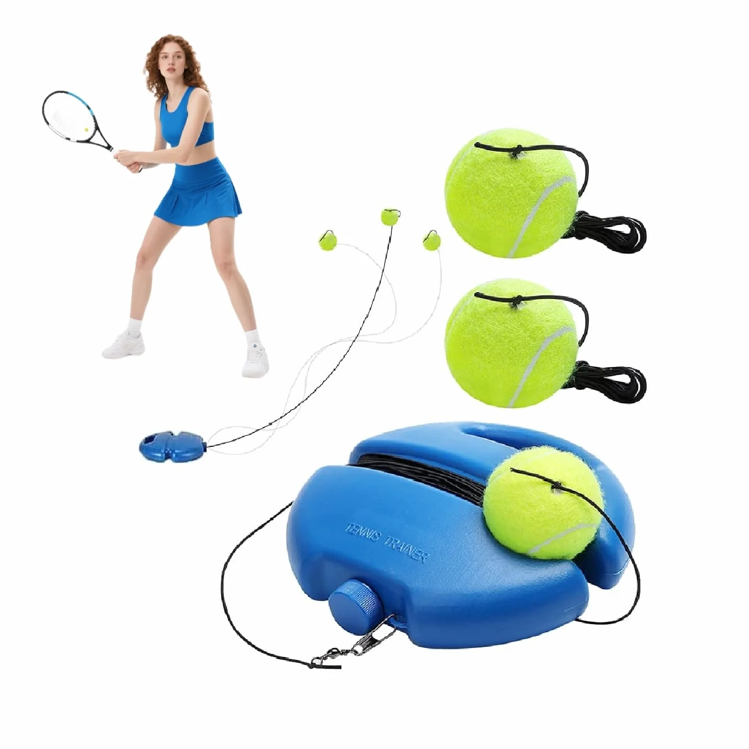 APOMOONS Pelota de tenis con cuerda para entrenamiento, 2 pelotas de rebote