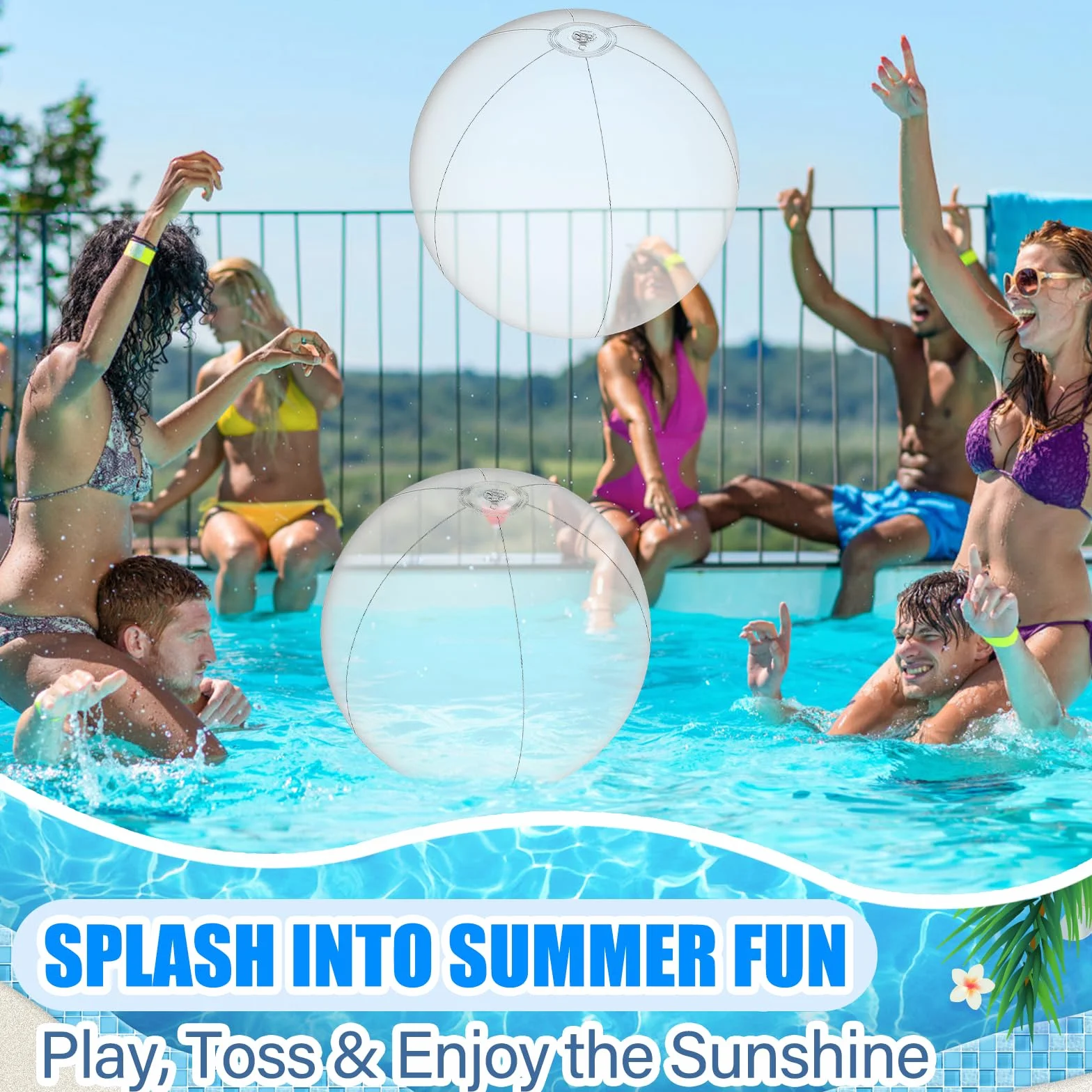 2 pelotas de playa hinchables de 61 cm de PVC, grandes pelotas de playa inflables para piscina, playa, fiesta en el jardín y verano