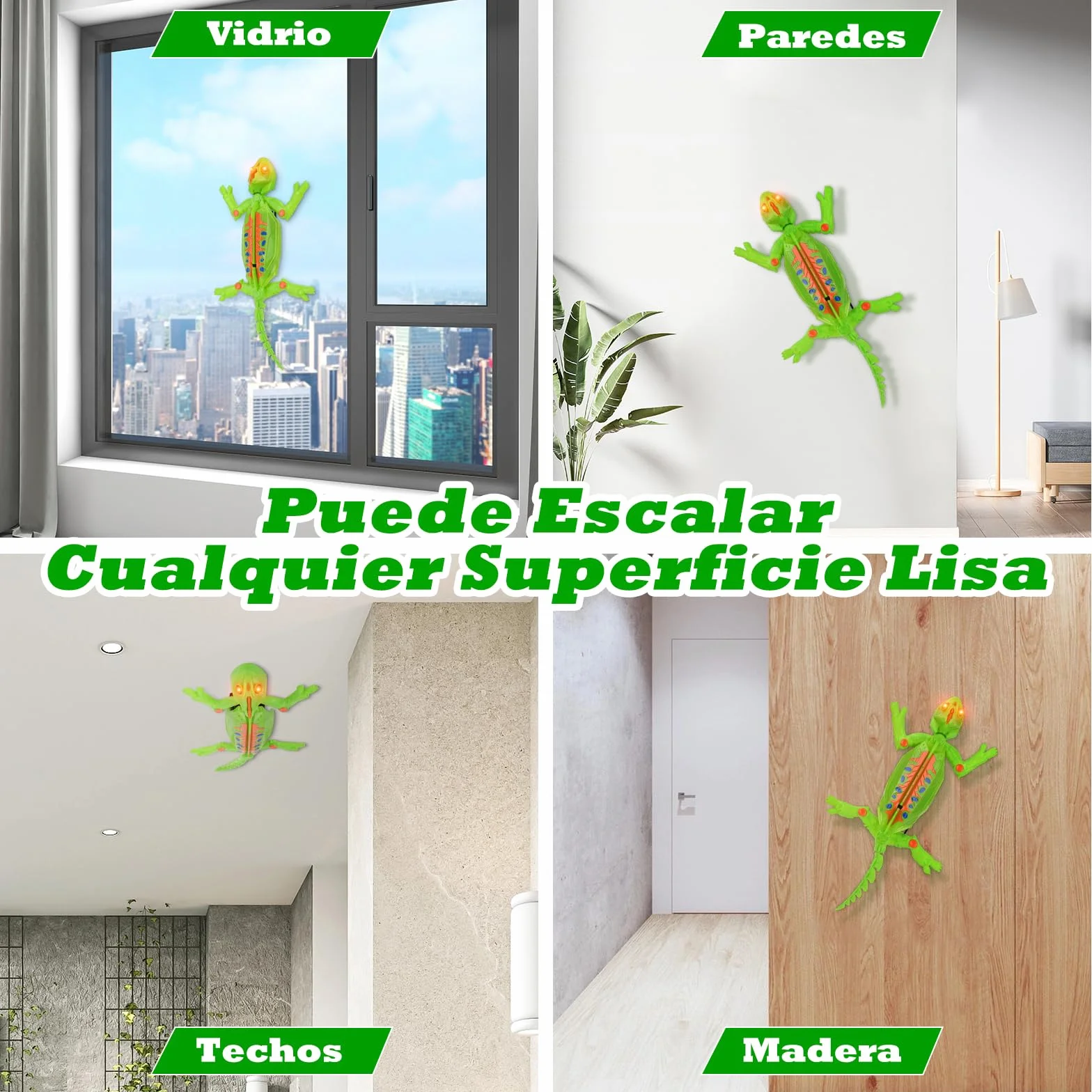 Wall Crawler Gecko, Lagarto Teledirigido para arrastrarse en Suelos y Paredes, con Ojos LED Brillantes, Fácil de controlar, Robot Control Remoto Recargable, Juguetes Niños 4 Años (Lagarto)