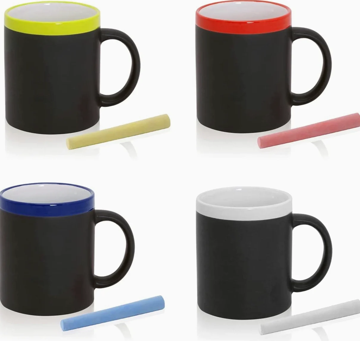 Deliex Lote 25 Tazas Pizarra Cerámica Colores Variados con Tiza, Regalos para cumpleaños infantiles, detalles para Niños en Bodas, Bautizos y Comuniones (25 ud)