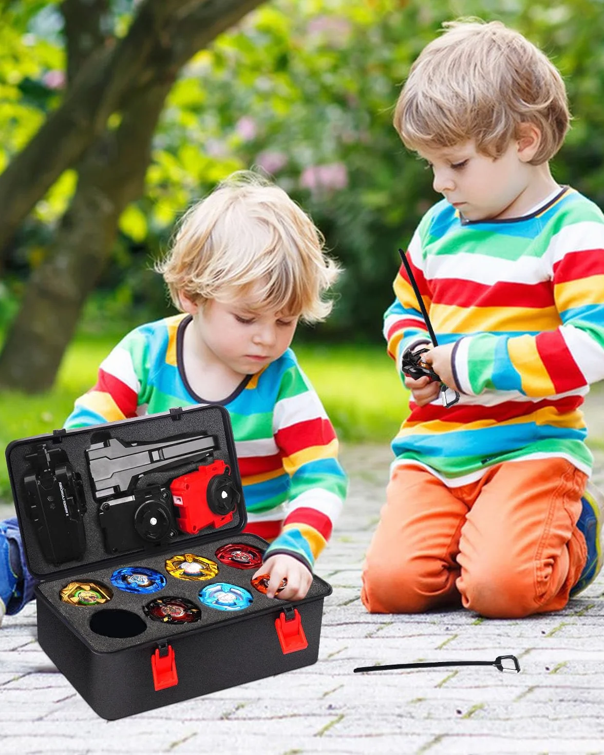 Set de Batalla X 12 Peonzas Giratorias con Lanzadores y Caja de Almacenaje Juguete para Niños 6+