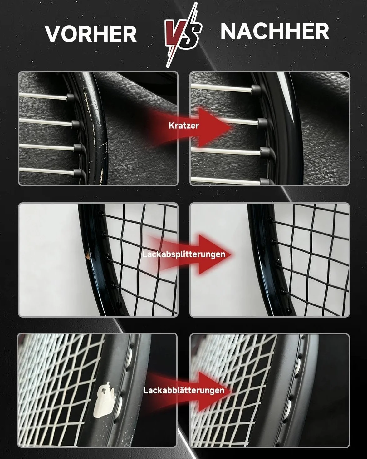 Wilson Lápiz de retoque negro para raquetas de tenis Reparación arañazos renovación color