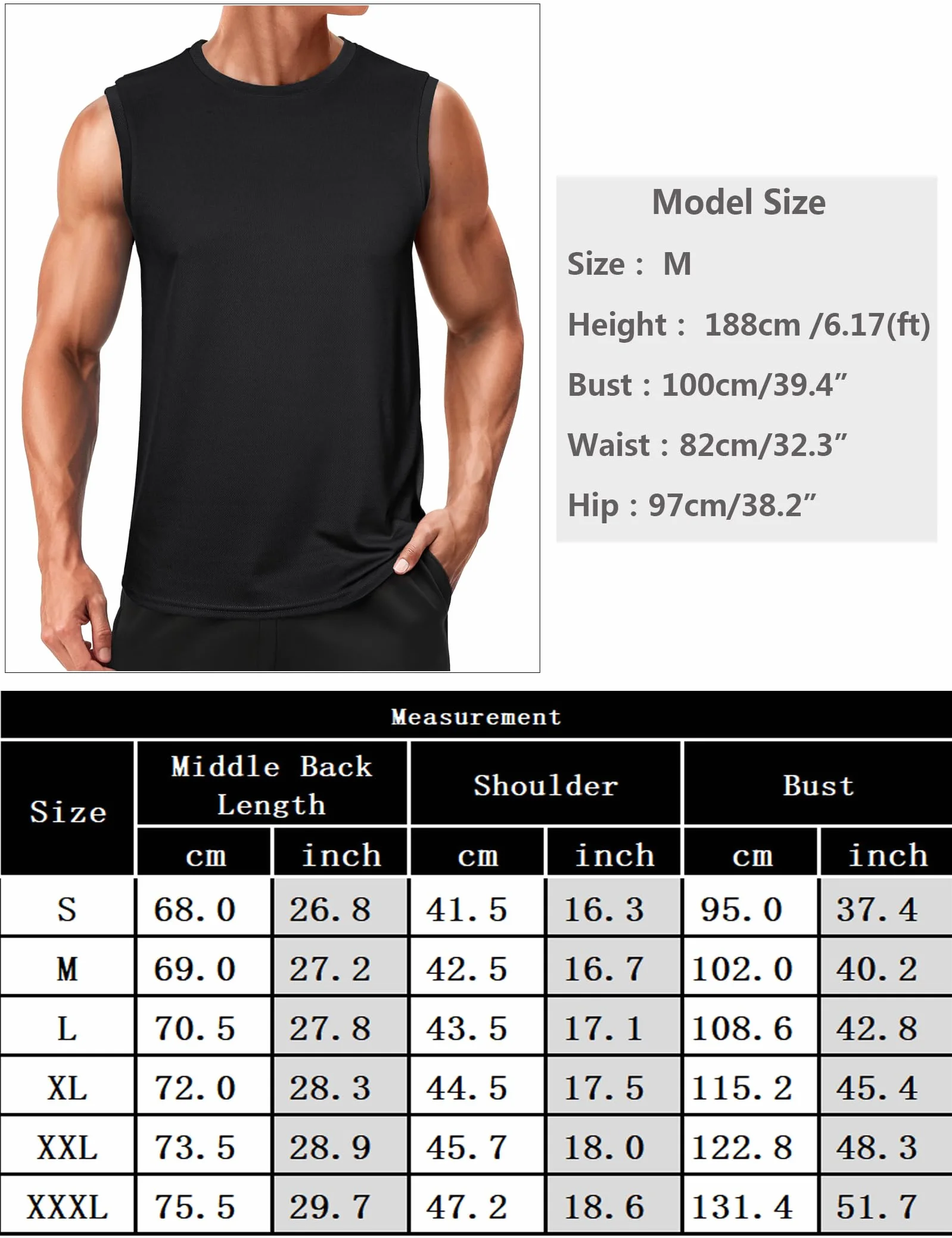 Camiseta de Tirantes Hombre Deportiva Sin Mangas Fitness Transpirable Secado Rápido Elástica S-3XL