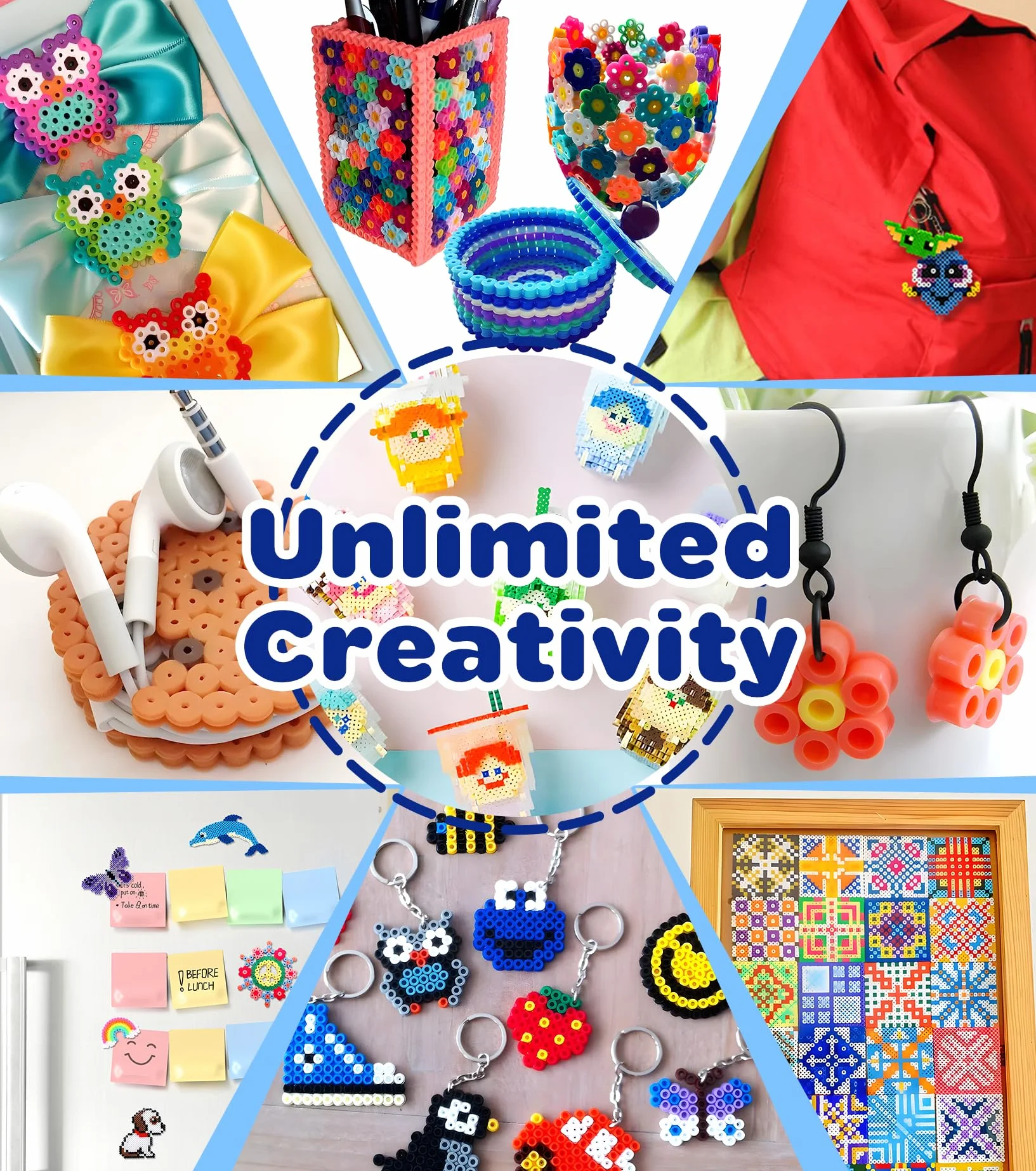 Ophy Cuentas Para Planchar | 15000 PCS 5mm Beads Juego Completo Cuentas Para Planchar, Con Caja de Almacenamiento, Plantilla, DIY Ideas de Manualidades, 3D Favores de Fiesta de Cumpleaños Para Niños