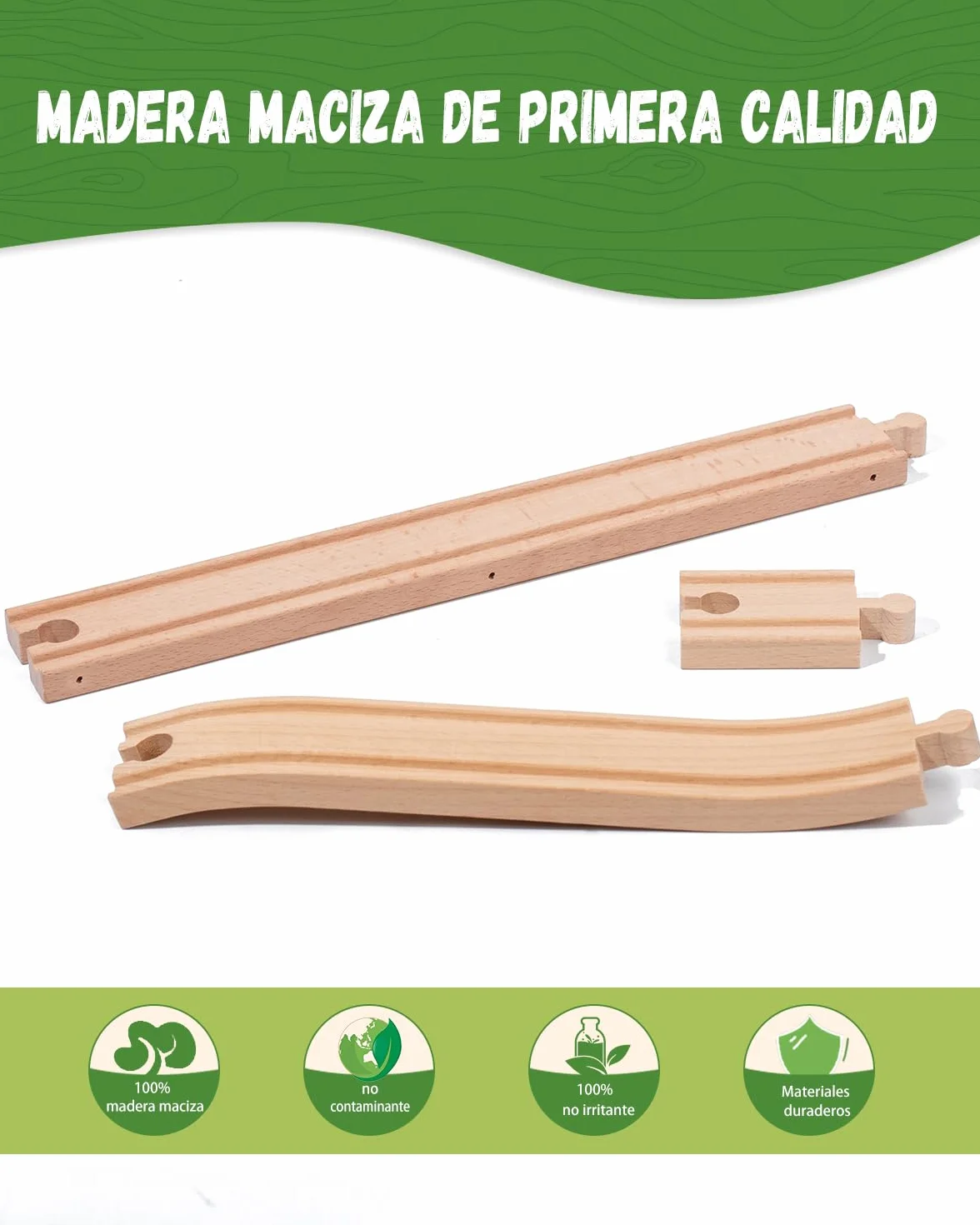 Tren Madera Tren Juguete Accesorios Accesorios para Vías de Ferrocarril Tren de Doble Puente Colgante Trenes de Juguetes para Niños 3-5 Años