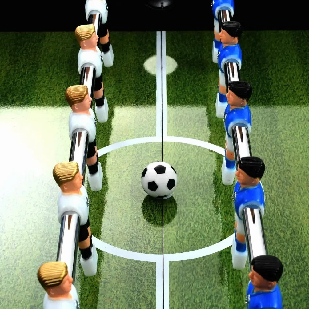 Mesa de fútbol profesional de 60 kg, 140 x 74,5 x 87,5 cm, de acero, con 2 porterías, 2 pelotas, 2 marcadores, 8 cañas de jugador y 22 jugadores