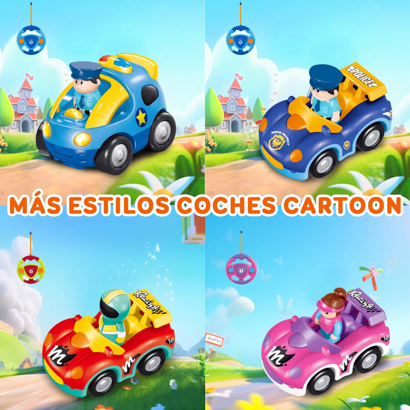Pup Go Coche de Carreras RC Cartoon para Niños Pequeños 18 Meses, Música y 2 Muñecas Intercambiables, Primer Coche de Control Remoto, Cumpleaños o Navidad