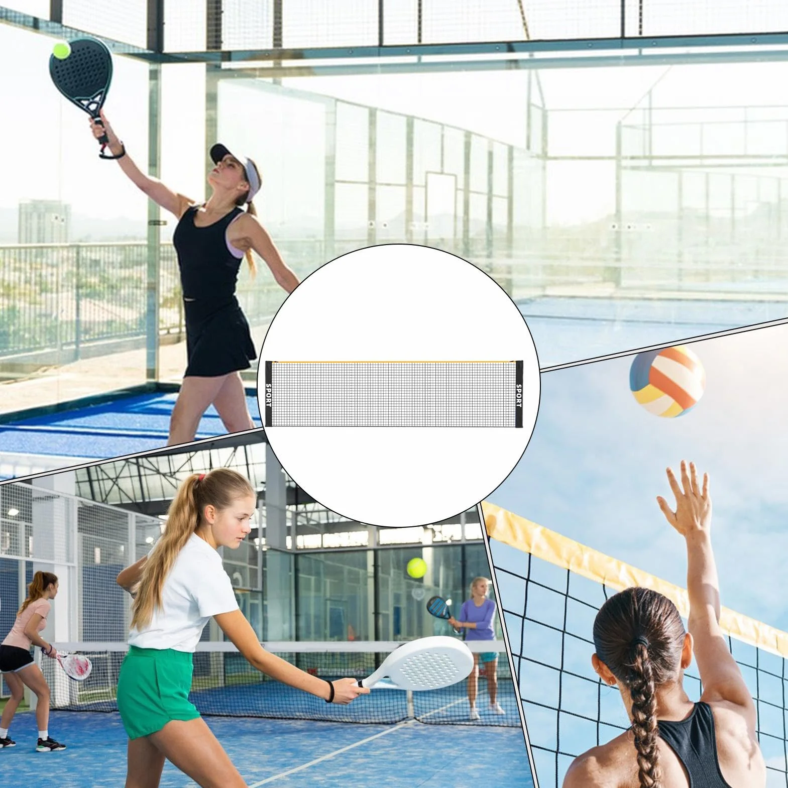 Red de voleibol portátil plegable altura ajustable resistente a la intemperie para juegos al aire libre