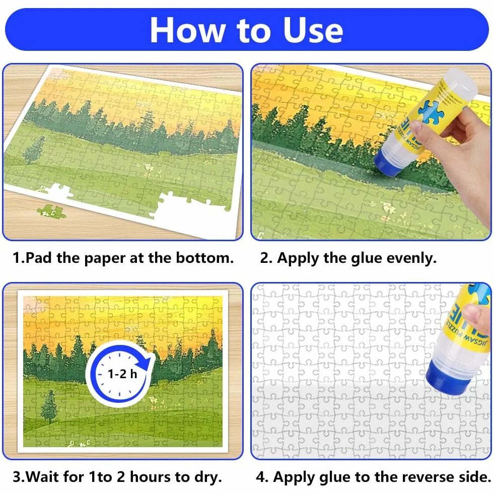AUAUY 2x120ml Pegamento para Puzzle, Transparente Cola para Puzzle, No TóXico PVA de Secado RáPido Pegamento para Puzzles, Pegar Puzzle Sellador Conservante de Rompecabezas para 3000-6000PCS Puzzle