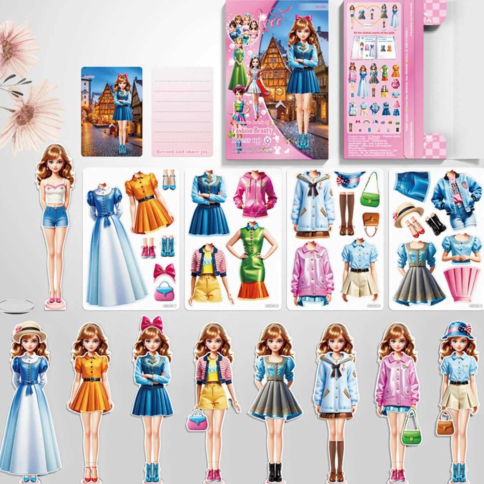 Genérico Libro De Pegatinas Magnéticas Para Vestir - Juego Educativo De Moda Y Belleza Para | S Magnético Para Vestir Con Más De 20 Decoraciones | Libro De Actividades Silenciosas Para Viajes, Regalo