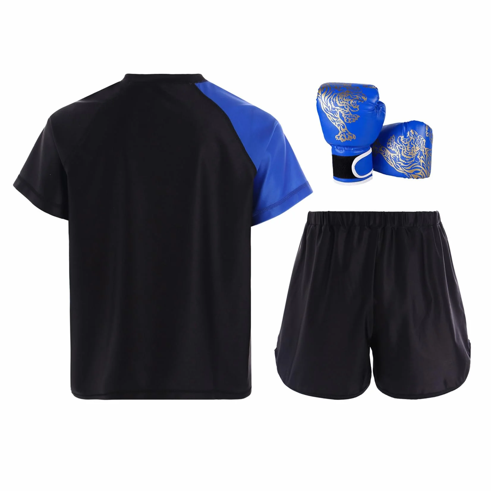 Conjunto de boxeo para niño, camiseta, pantalones cortos y guantes Muay Thai MMA Kickboxing