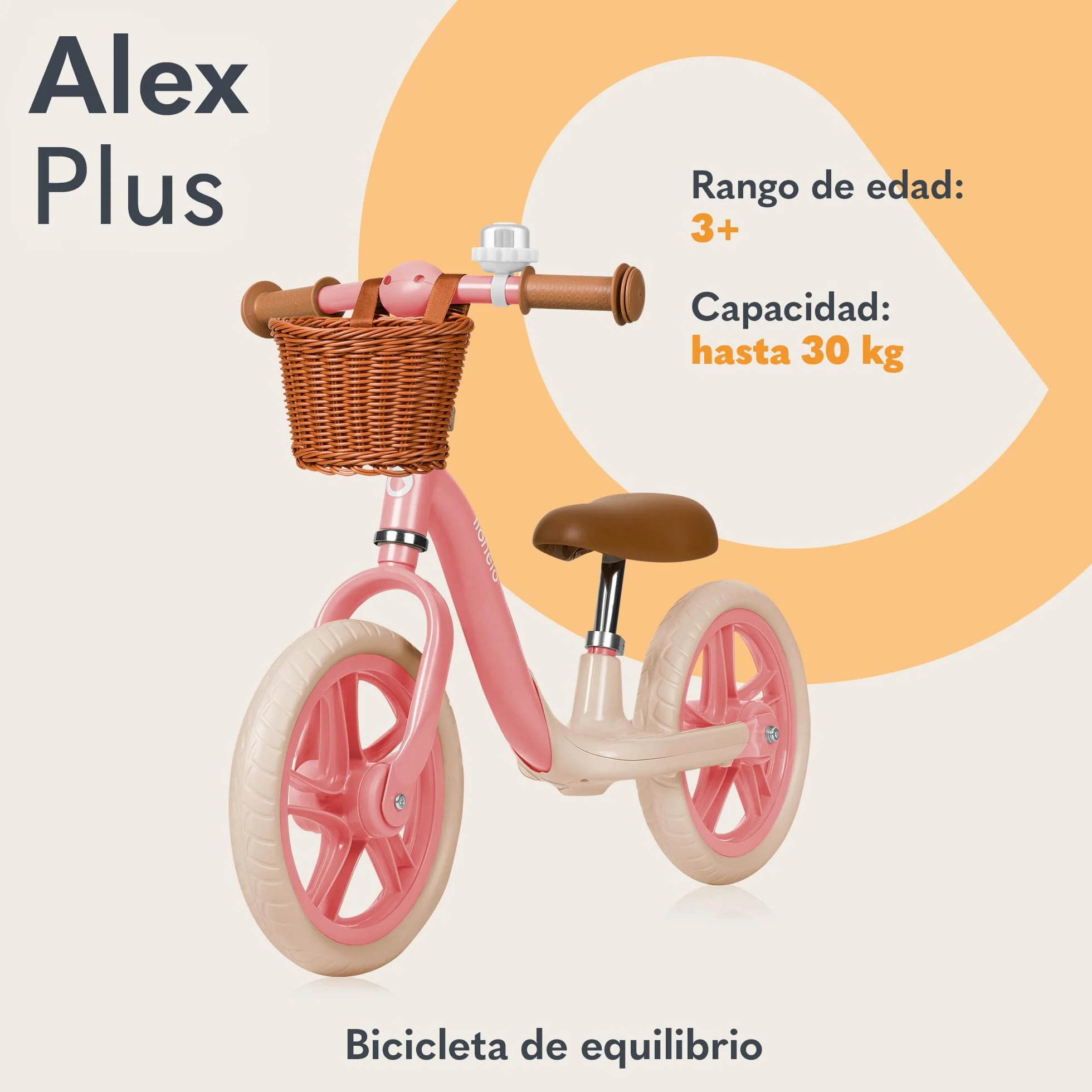 lionelo Alex Bicicleta sin Pedales de 3 años hasta 30 kg, Bicicleta de Equilibrio para Menores, Regulación del Asiento y del Volante, Ruedas Ligeras, Reposapiés Perfilado