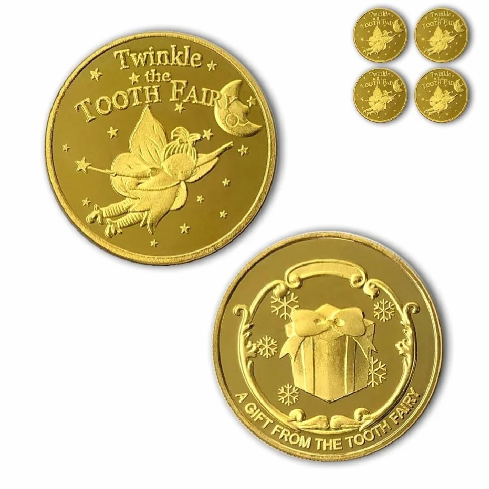 NLR Monedas Hada de Dientes [4 Unidades] Hada de Dientes Monedas Experiencia para el Diente perdido Niños