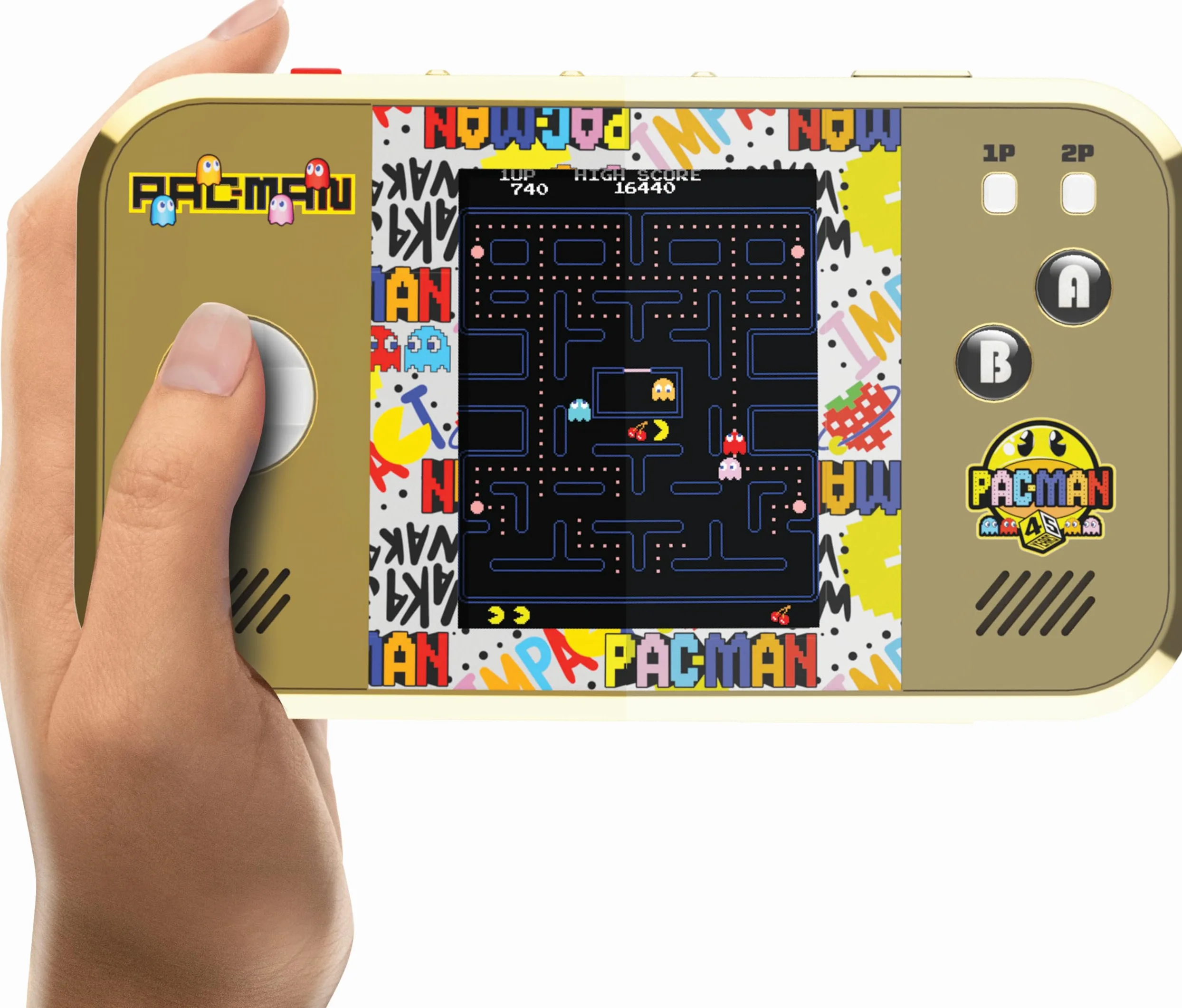 My Arcade Pac-Man Pocket Player Max: Pac-Man 45 Aniversario Consola de juegos retro, batería recargable, 4 juegos clásicos en 1, Arcade Gaming, estuche incluido