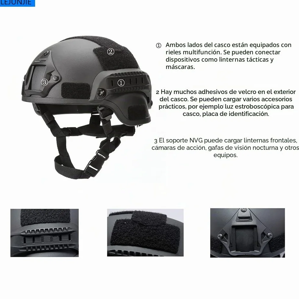Cascos Tácticos Mich con Máscara Desmontable para Airsoft, Paintball y Caza