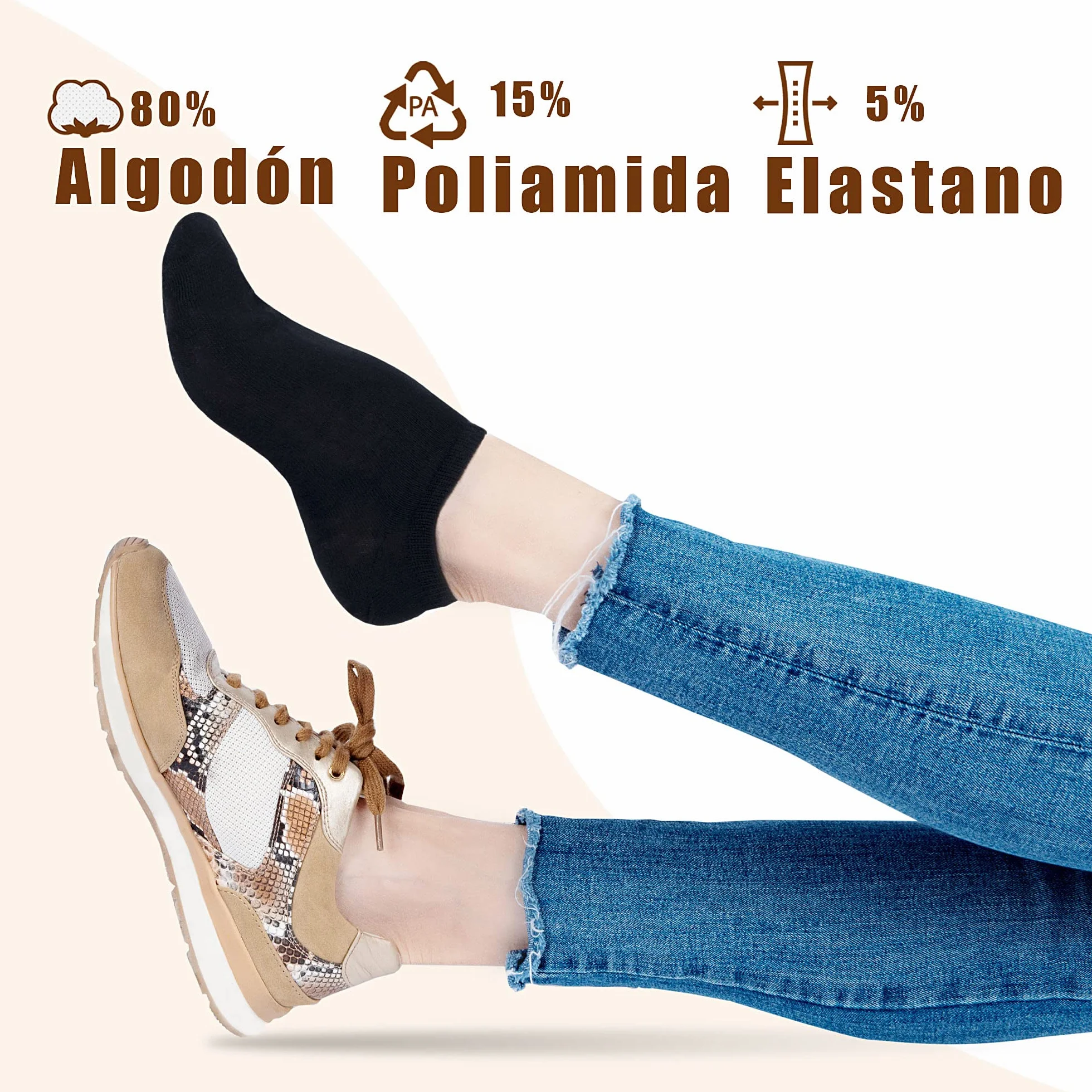 Calcetines Cortos Unisex Algodón 200 Hiladas Tobilleros Hombre Mujer
