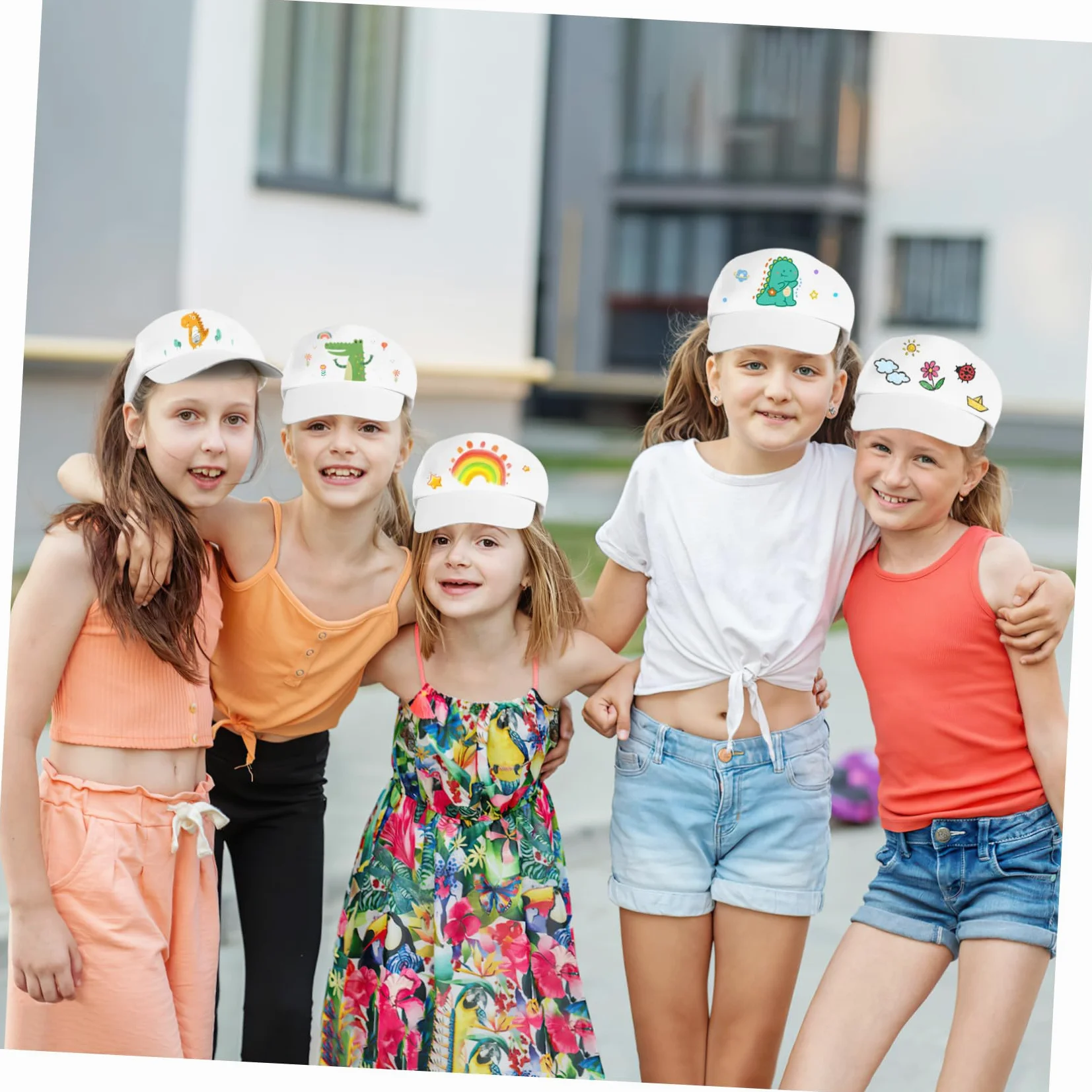 TOYANDONA 10 Gorras de Béisbol en White para Niños, para Pintar, con Visera, para Manualidades, Cumpleaños de Niños Pequeños, Sombreros de Sol para