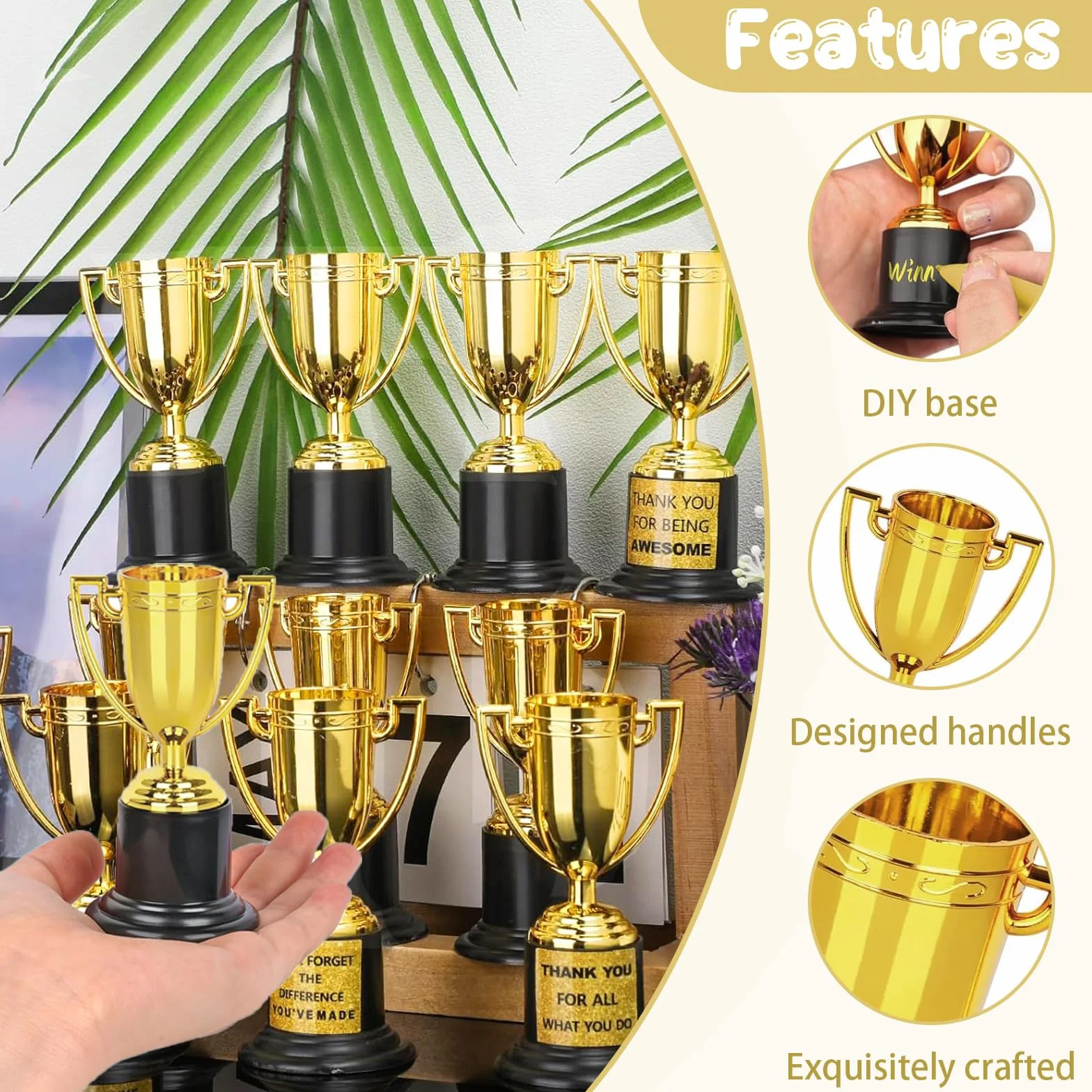 Trofeos de Fútbol Personalizados 8 Piezas Copa Mini Oro Plástico Premios para Torneos Deportivos