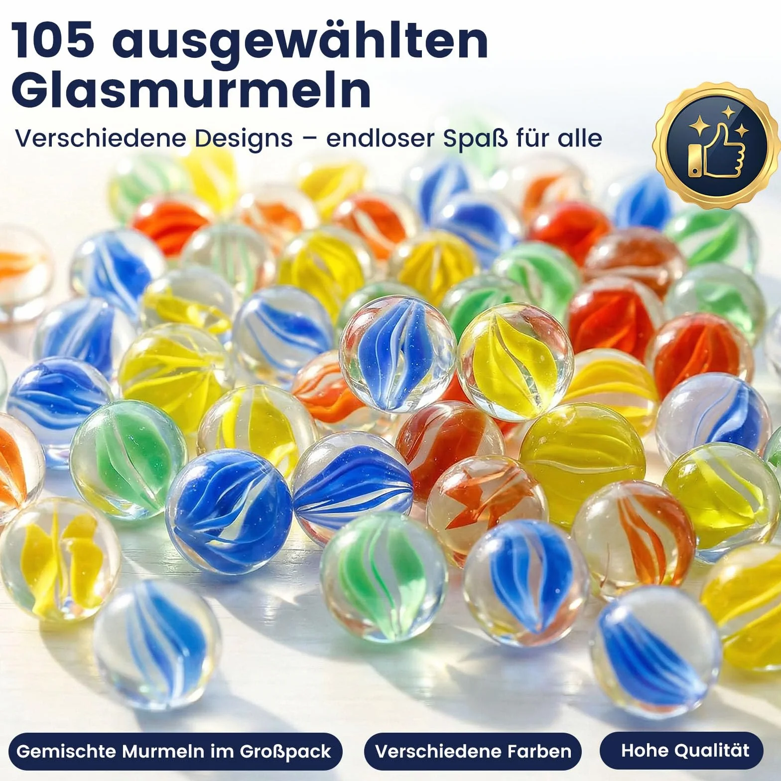 HAKACC 105 canicas de cristal, 14 mm, pequeñas canicas coloridas para juego de canicas, niños y decoración del hogar