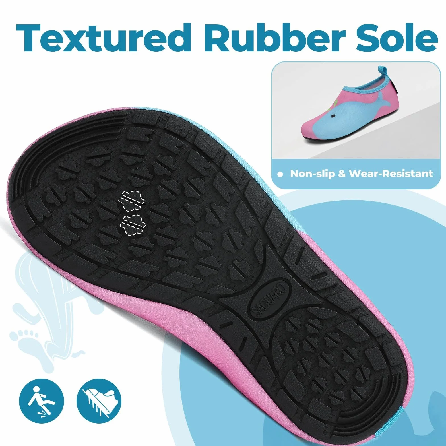 SAGUARO Escarpines de Agua para Niños Antideslizantes Zapatillas Playa Piscina Natación Surf Gr.20-37 EU