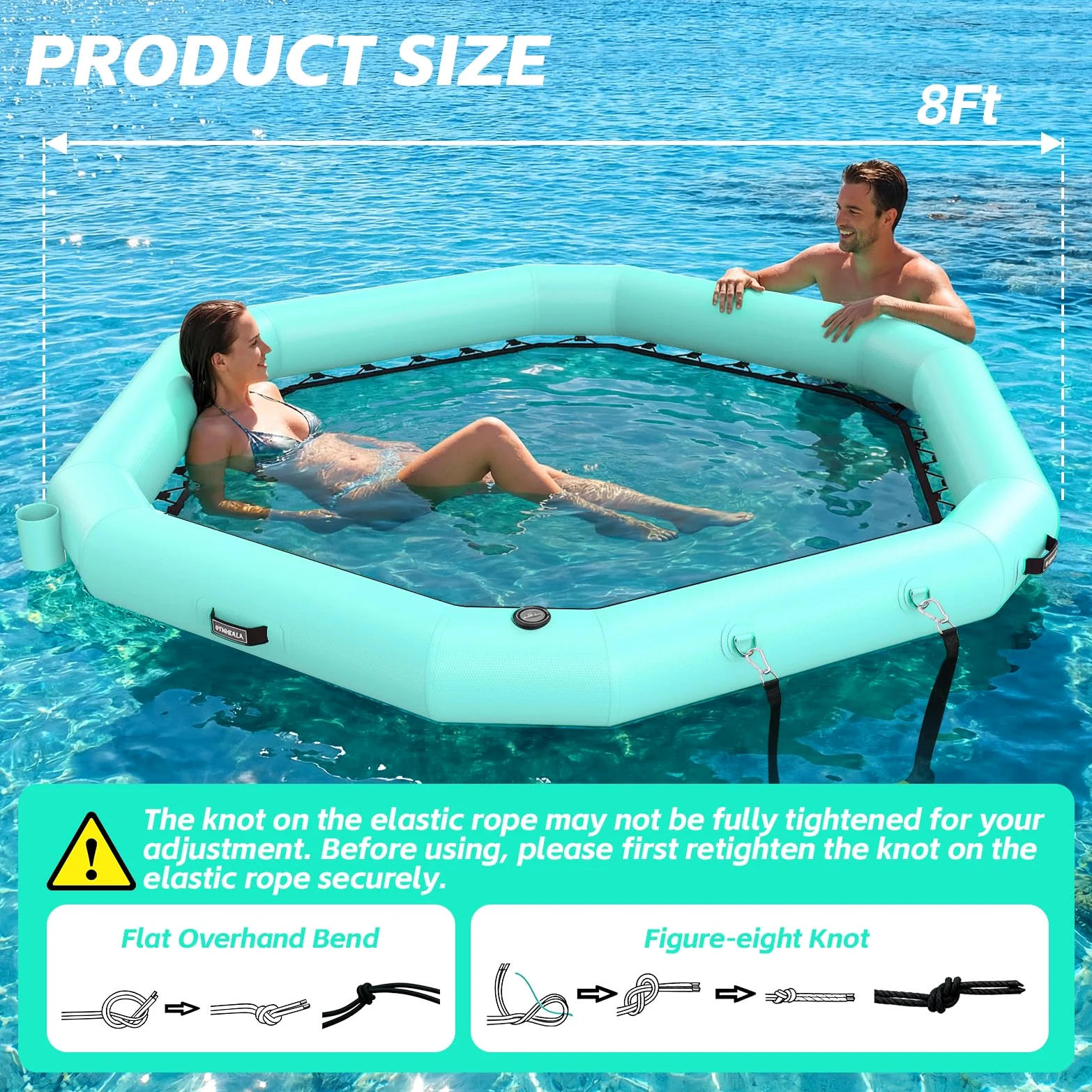 Muelle flotante inflable, plataforma flotante inflable hexagonal para adultos,Muelle flotante con escalera para piscina, lago, playa