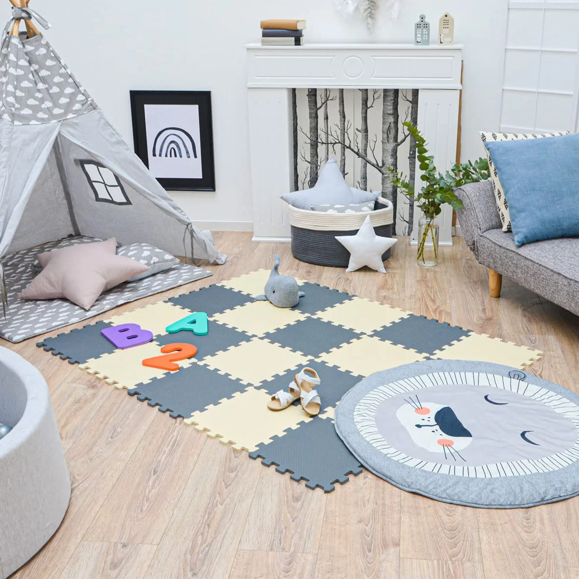LittleTom 18 Piezas Alfombra Bebé 30x30 Colchoneta Espuma EVA Puzzle Antideslizante