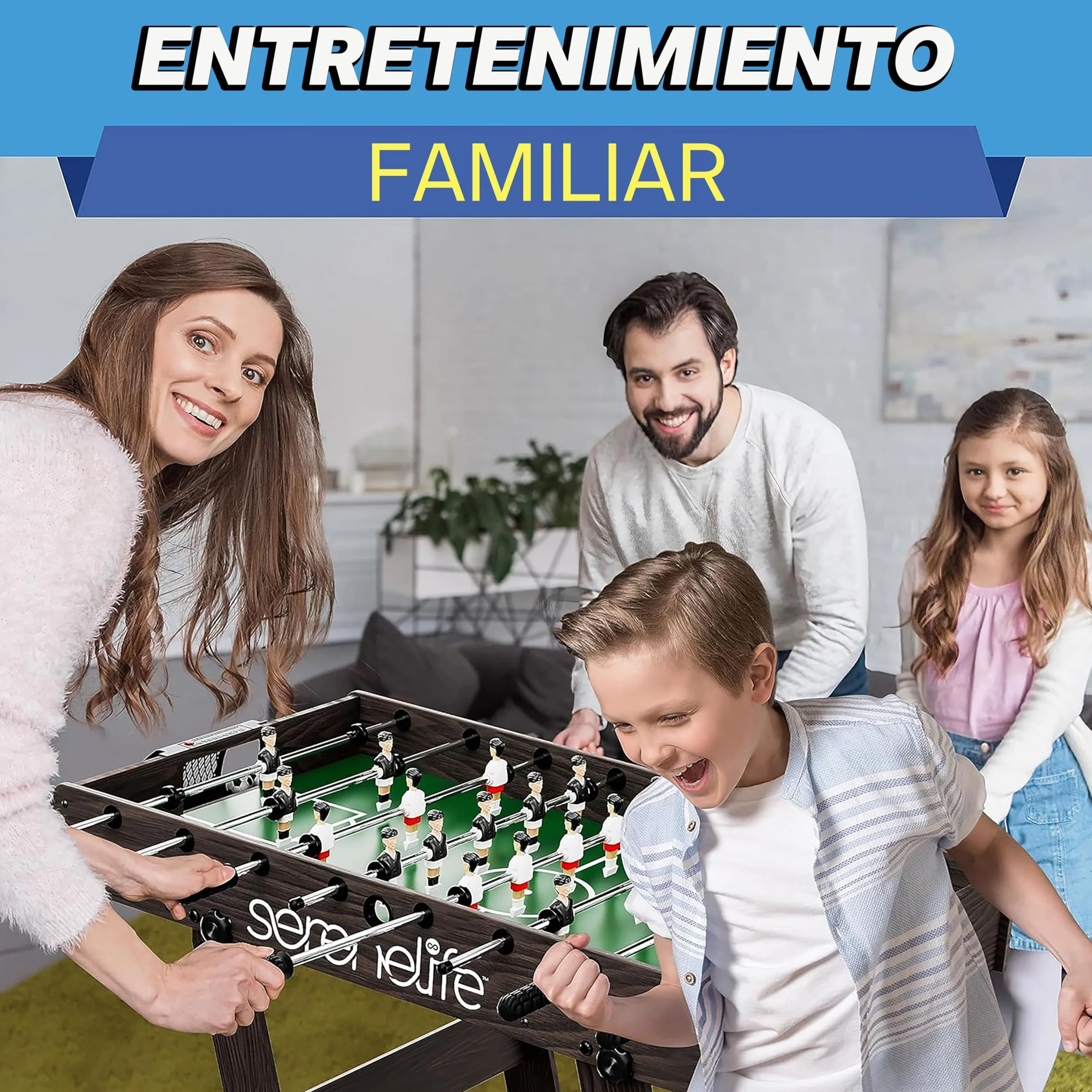 Serenelife futbolin, Tamaño competitivo de 48”, Futbol, para la casa, Sala de Juegos, Arcade
