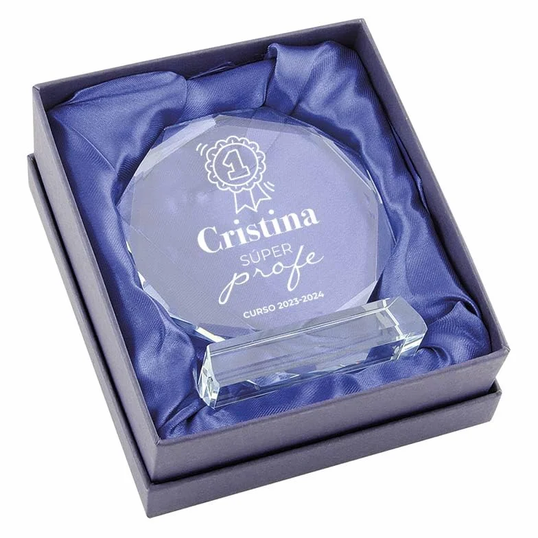 CALLE DEL REGALO Trofeo de Cristal Octagonal con Base Premio Personalizado Profesor Caja