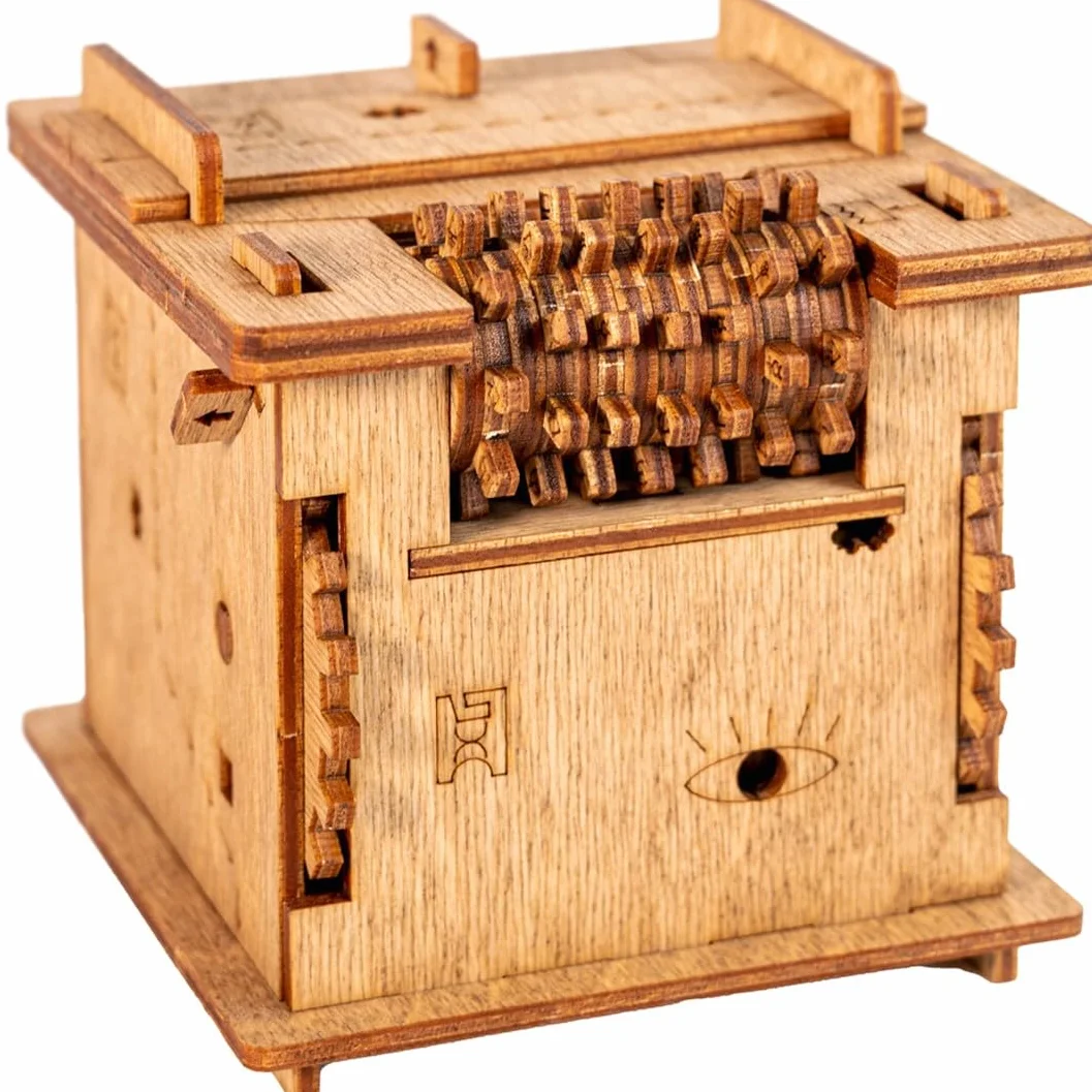 iDventure Cluebox - El Gato de Schrödinger - Enigma 3D de Madera con Mecanismos Secretos – Un Desafío Intrigante para Mentes Curiosas y Amantes de los Rompecabezas, Ideal para Quienes Buscan un Reto