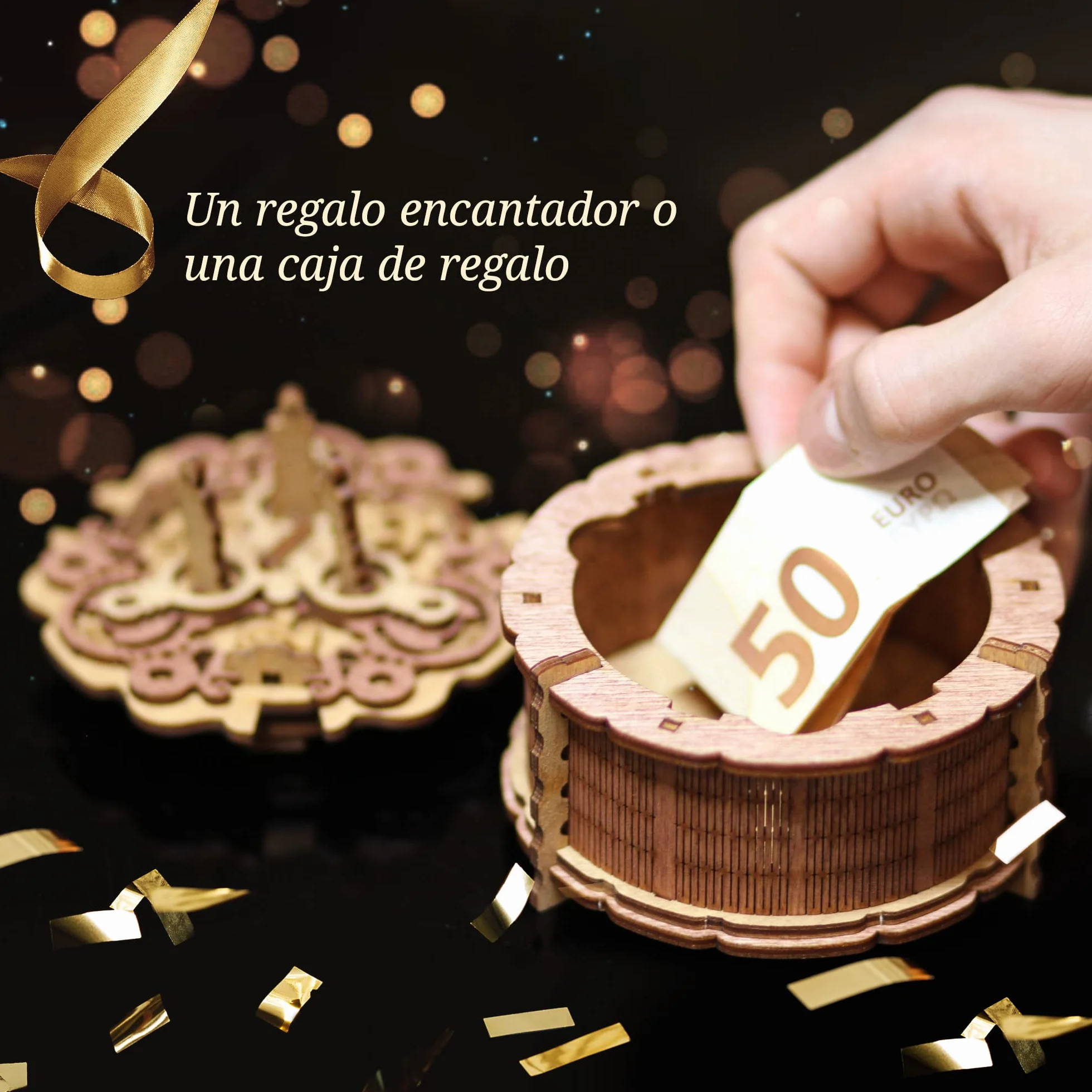 iDventure Birthday Puzzle Box - Regalo para cumpleaños Individual - Caja Secreta Japonesa - Caja misteriosa para Dinero - Puzzle 3D de Madera - Regalos Hucha Originales - Rompecabezas para Adultos