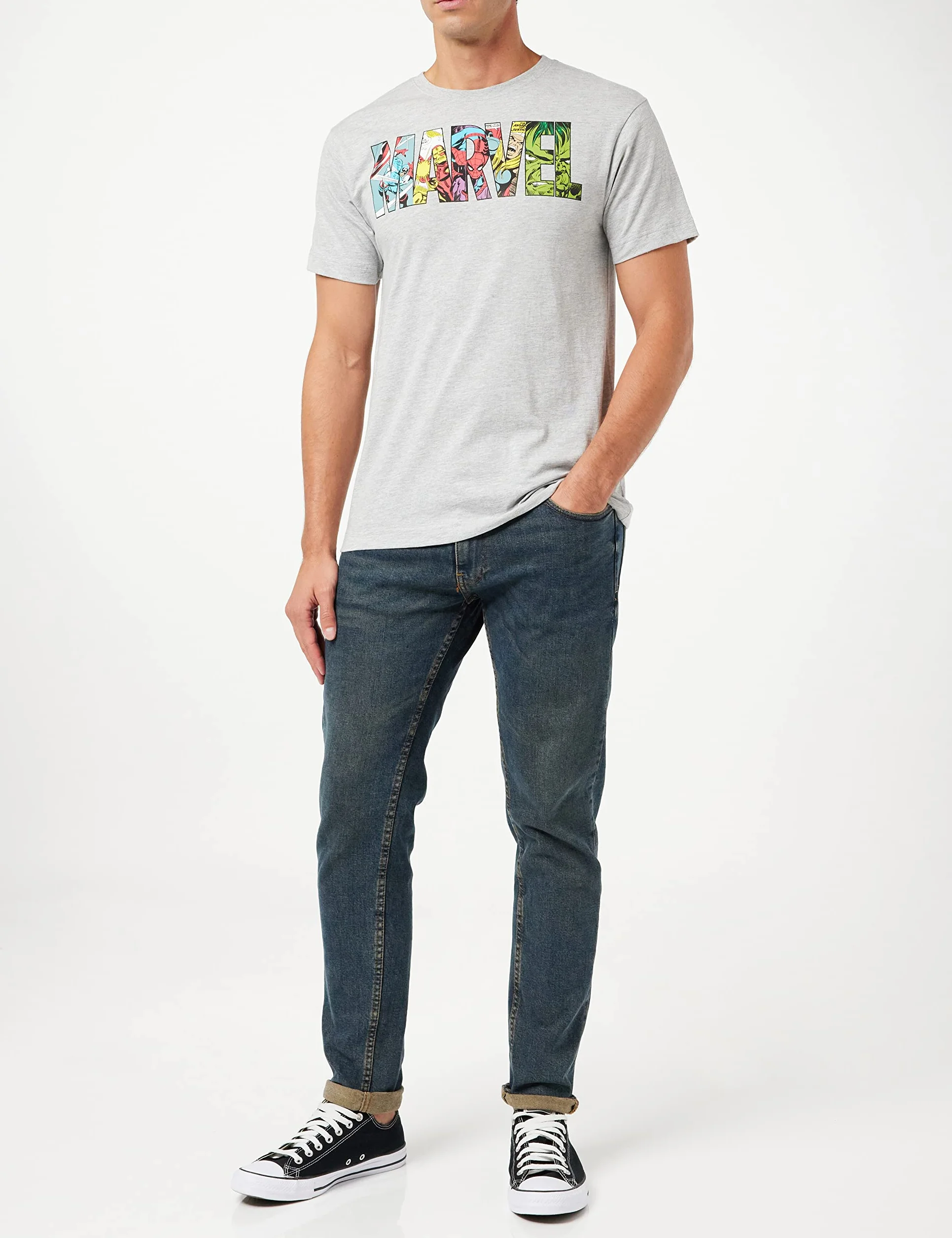 Marvel Men's Comic Strip Logo T-Shirt