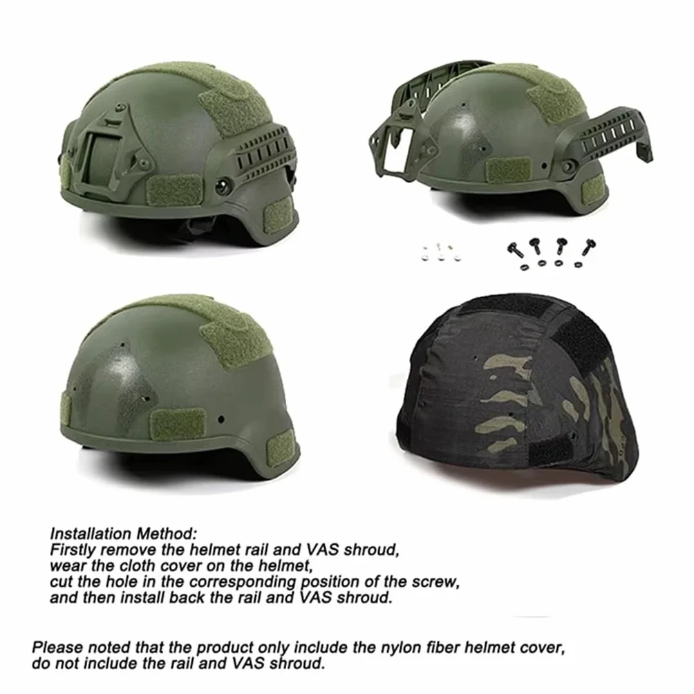 Funda Tela Casco Mich 2000 Camuflaje Táctico Accesorios Resistentes Arañazos para Airsoft Paintball Caza