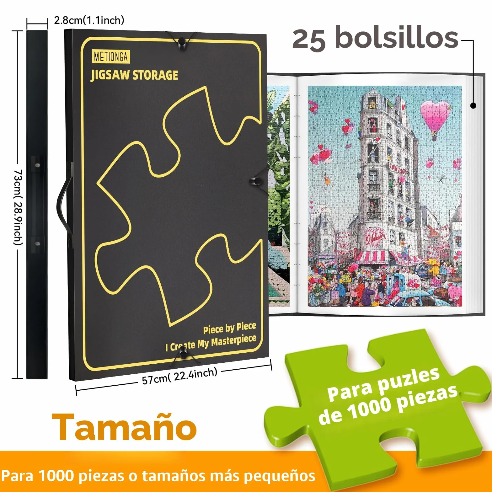 Carpeta de Almacenamiento de Rompecabezas para 1000 Piezas, Organizador de Rompecabezas de Gran Capacidad portátil, Guarda Puzzle con 25 Bolsillos, Accesorios Puzzle