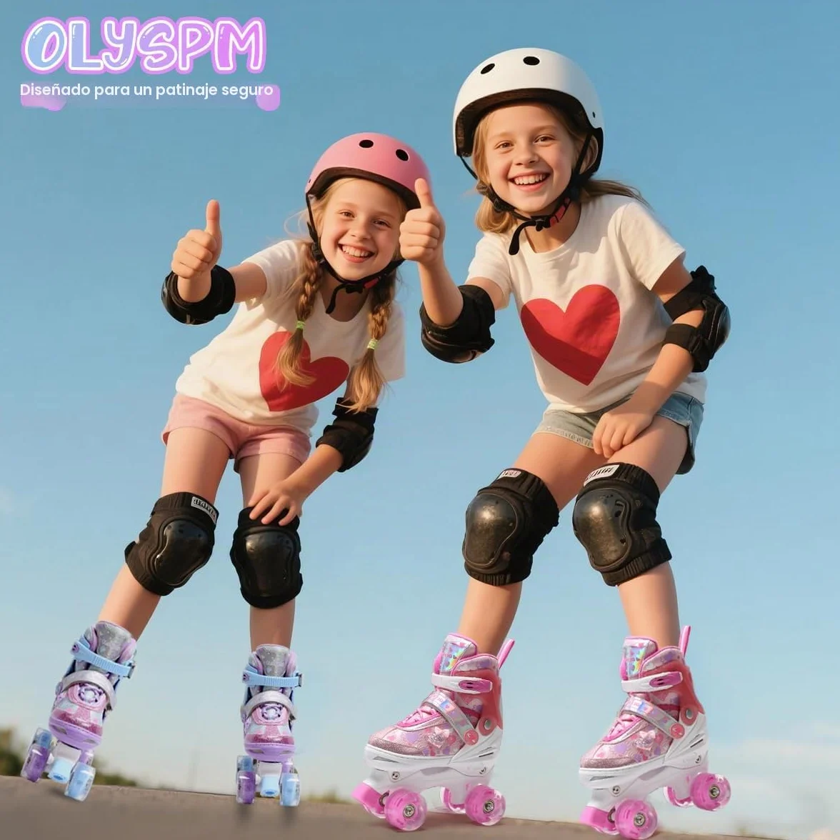 Patines 4 Ruedas Niña con Ruedas Luminosas, 4 Tallas Ajustables, Patines para Principiantes